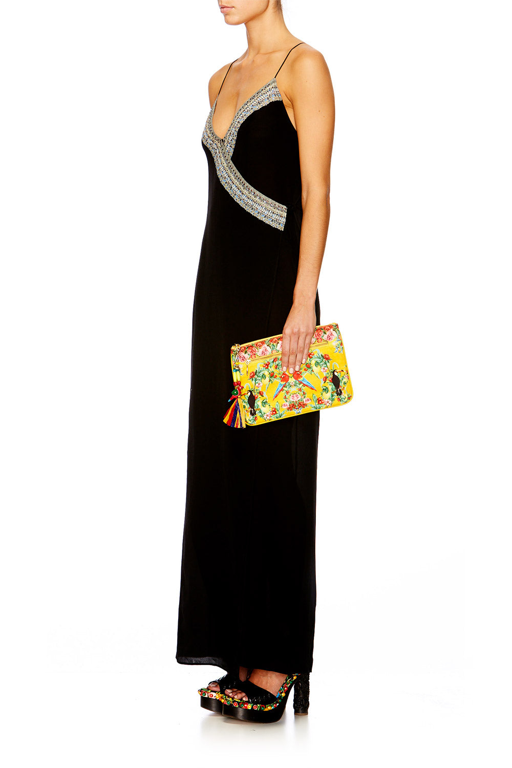 LOVE BIRDS SMALL CANVAS CLUTCH