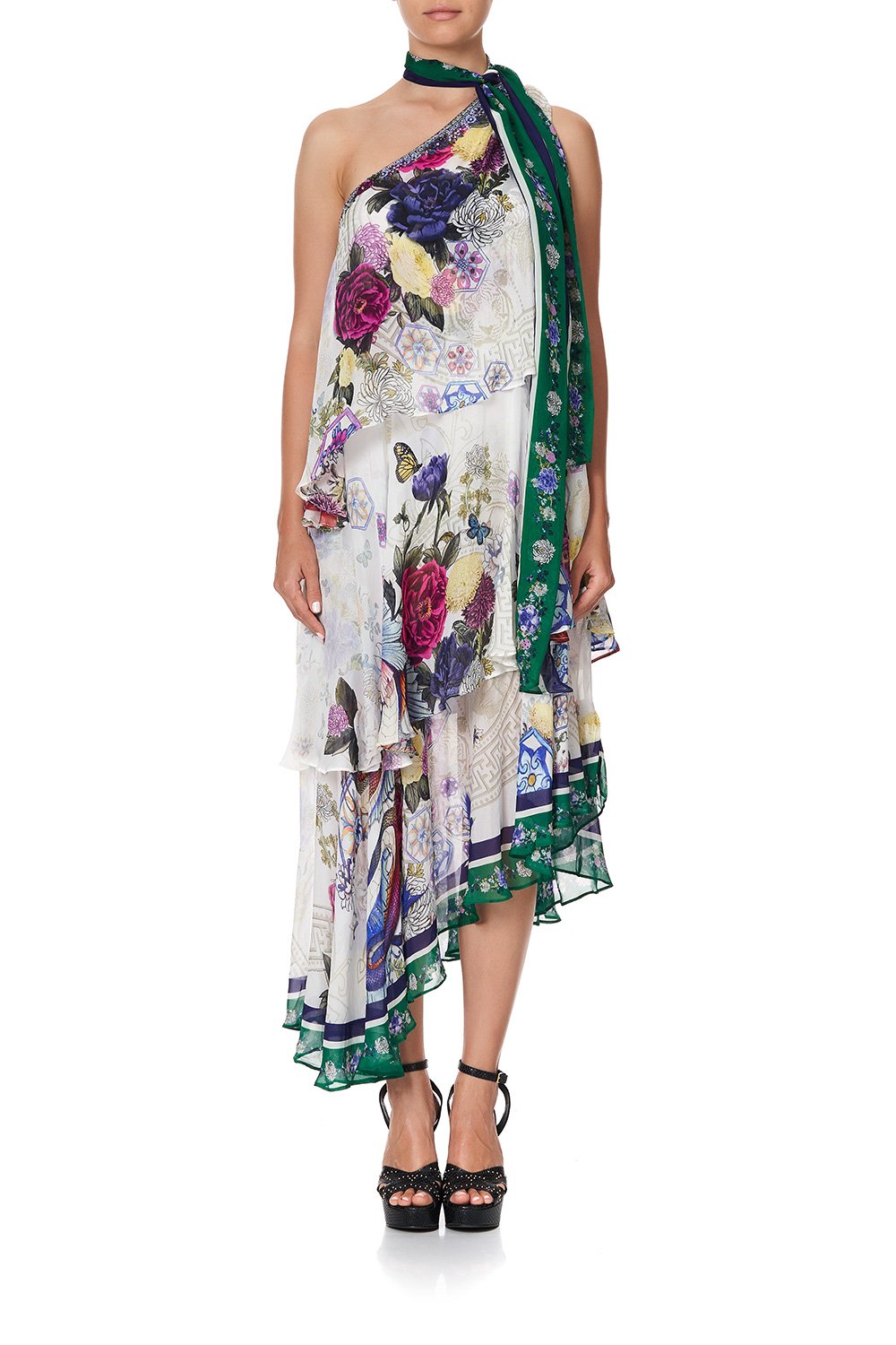 ASYMMETRICAL NECK TIE DRESS GENTLE MOON