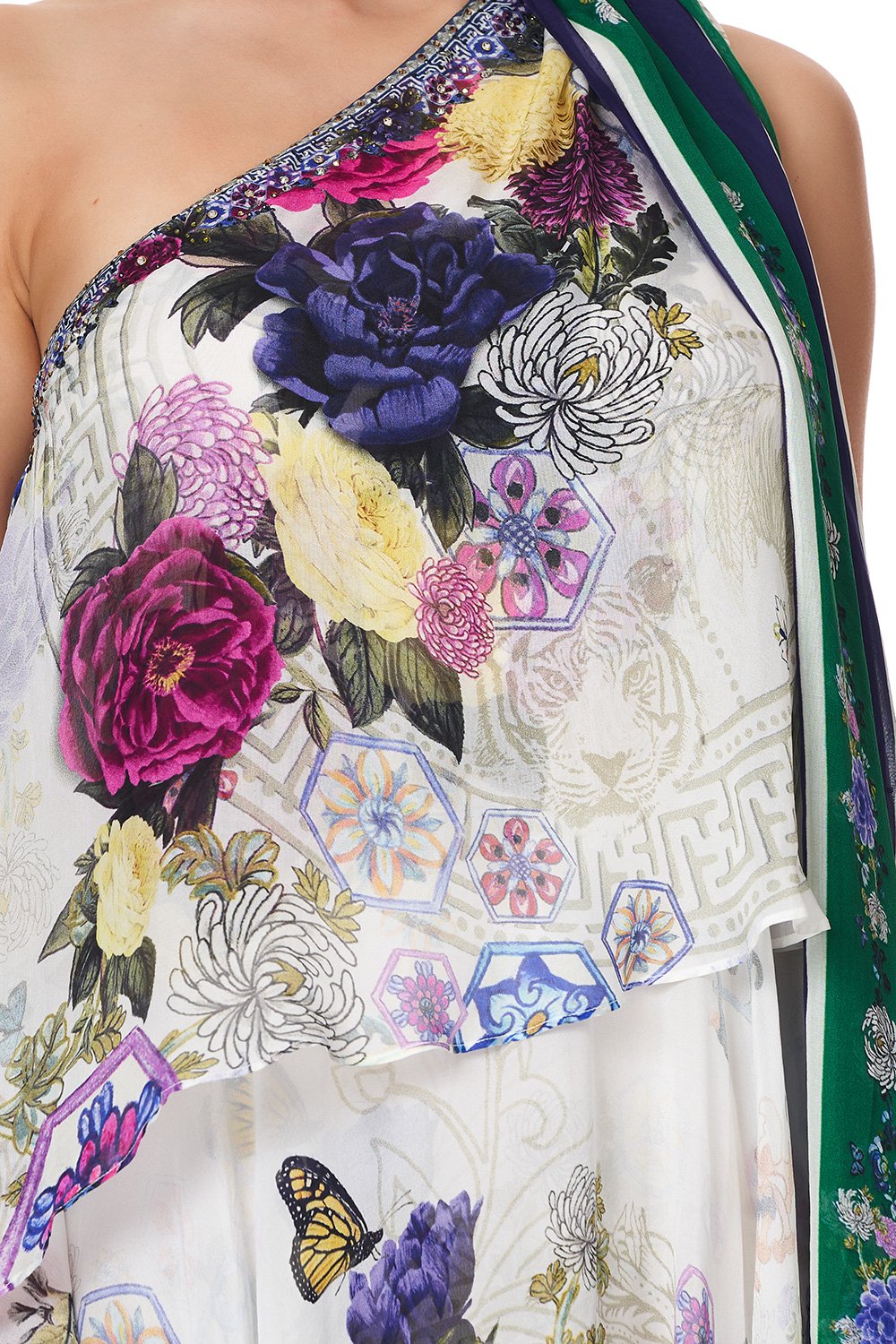 ASYMMETRICAL NECK TIE DRESS GENTLE MOON