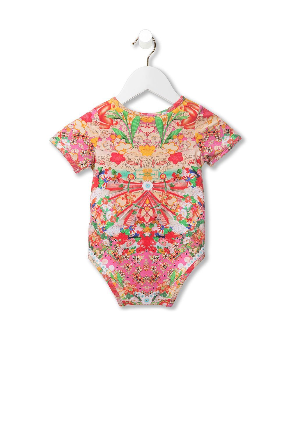 BABIES SHORT SLEEVE ONESIE KIMONO KISSES