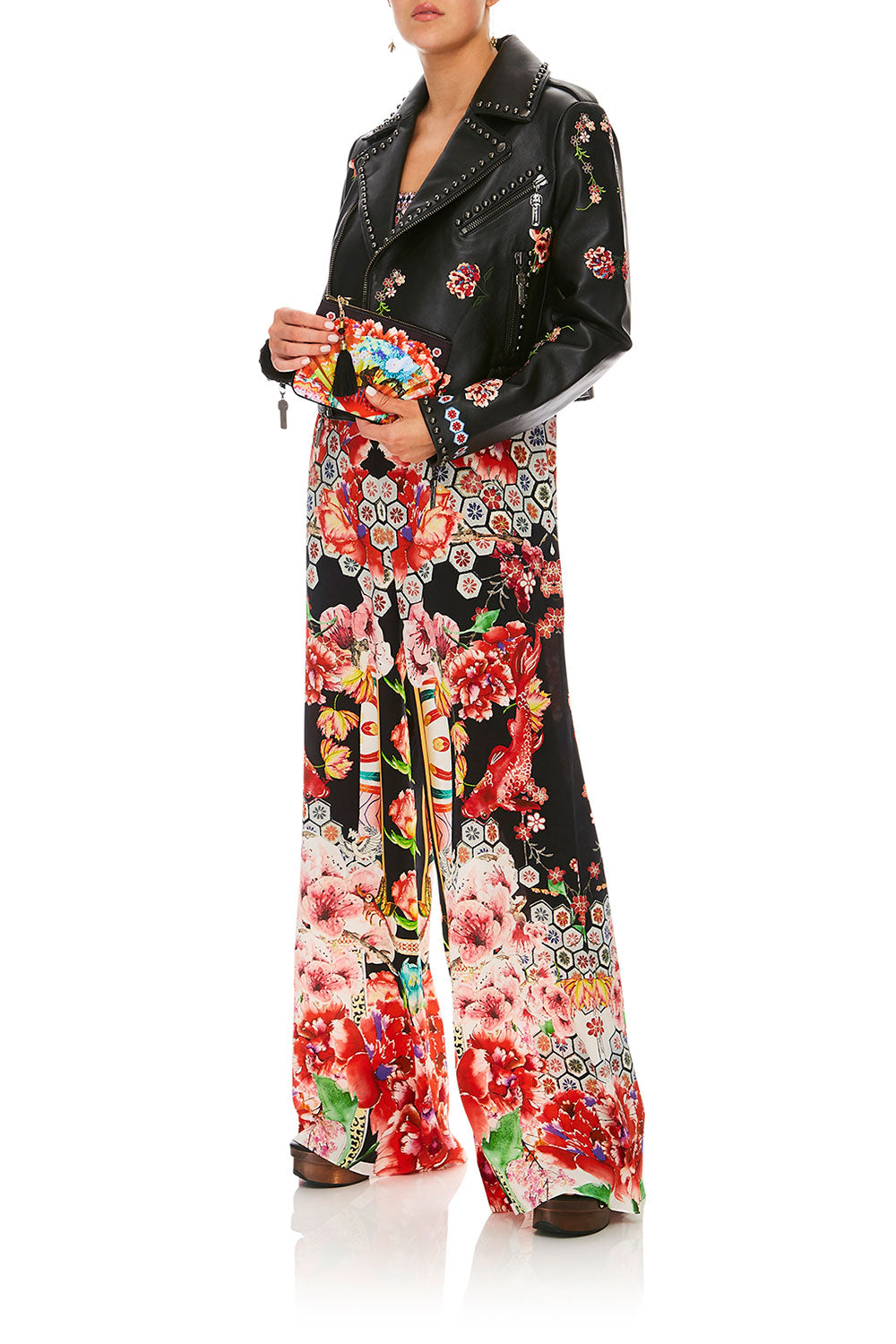 CAMILLA PAINTED LAND BIKER JACKET WITH TABS