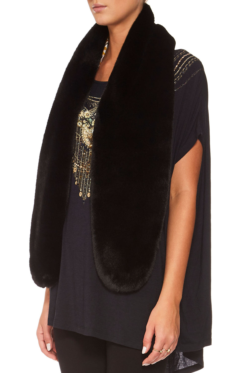 CAMILLA BLACK FUR STOLE