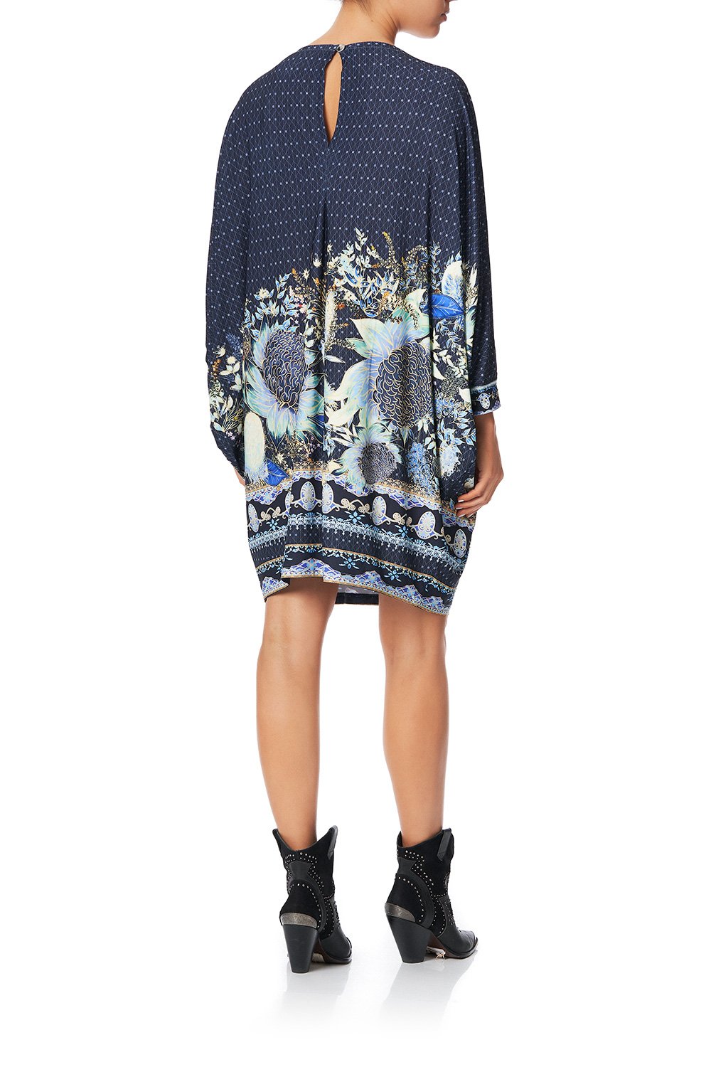 BOAT NECK BAT SLEEVE DRESS WITH CUFF NATURES NECTAR