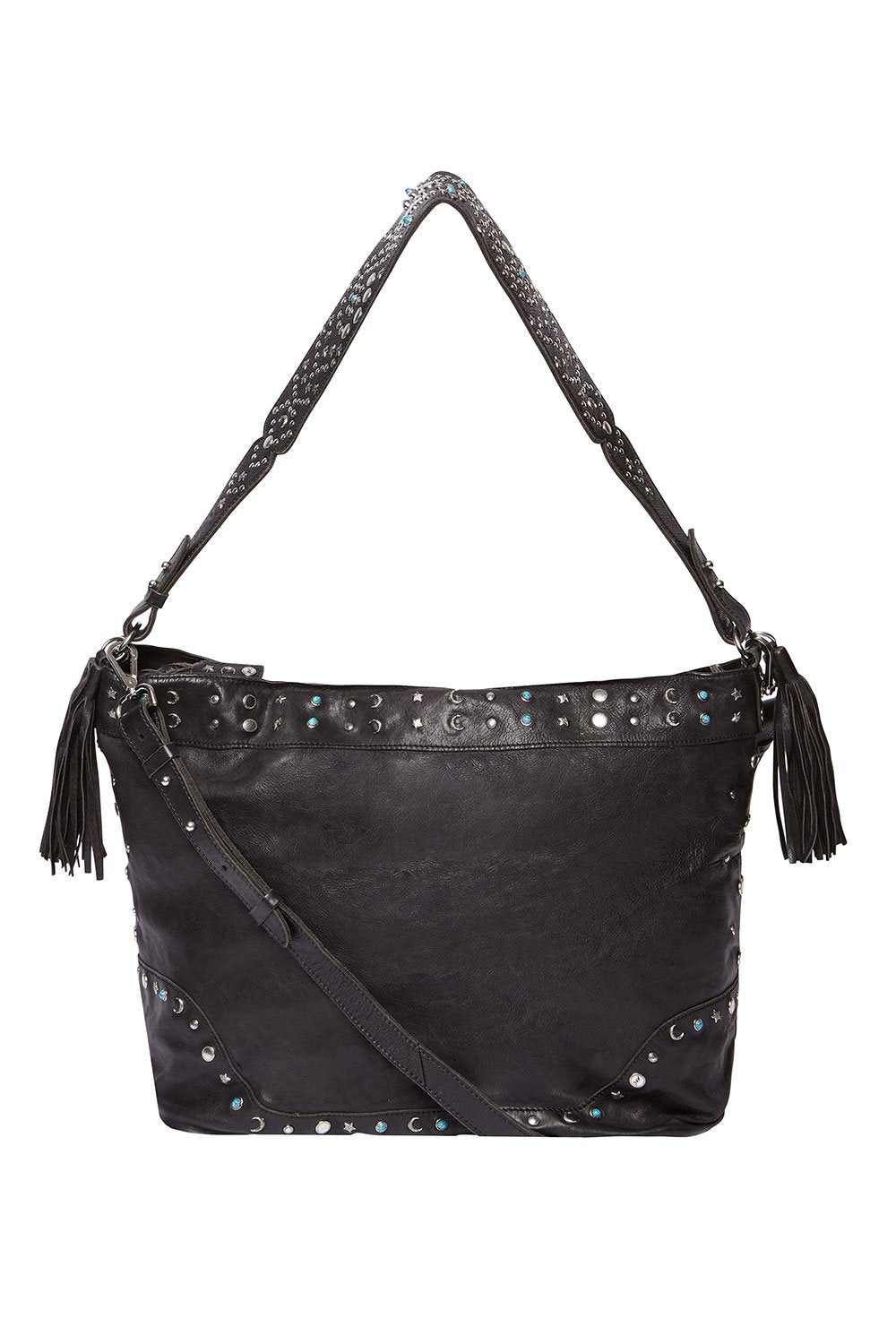 LEATHER HOBO BLACK