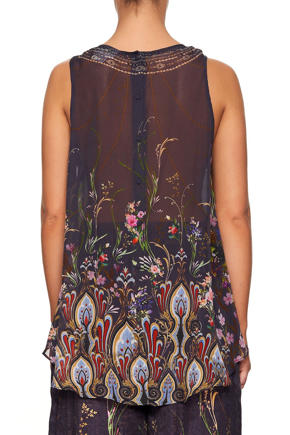 CAMILLA BUTTON BACK TOP WILD FLOWER