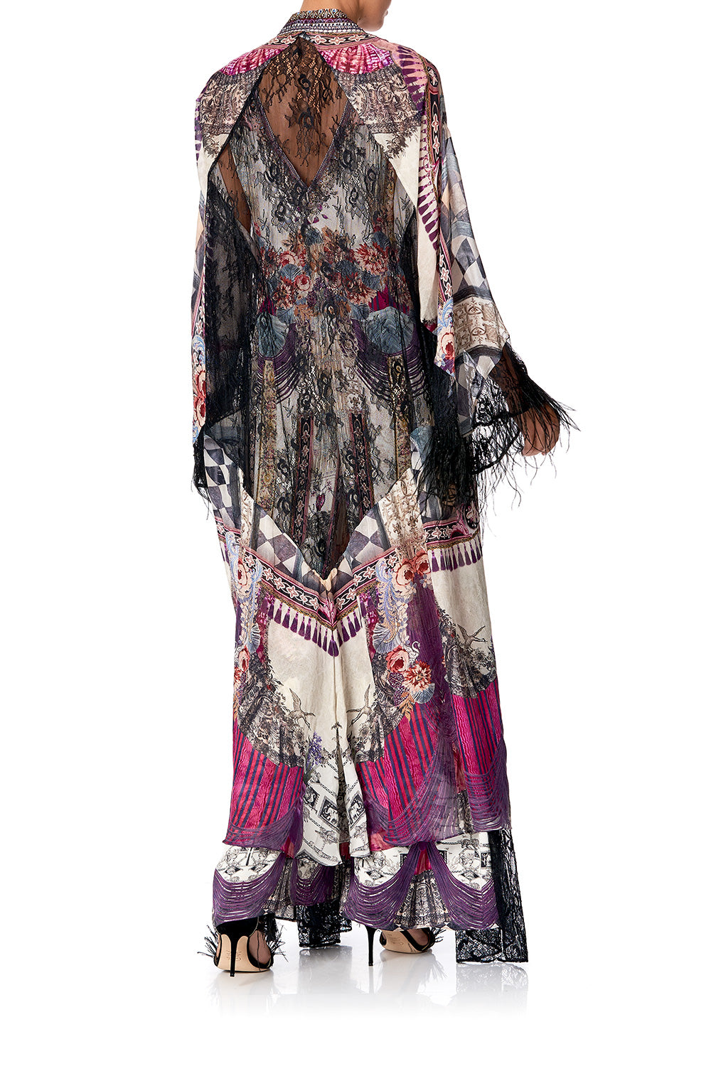 LAYERING ROBE WITH LACE INSERT VIOLET CITY