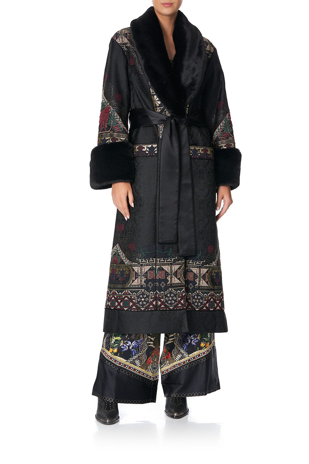 COAT WITH FAUX FUR CUFF AND COLLAR BOTANICAL CHRONICLES