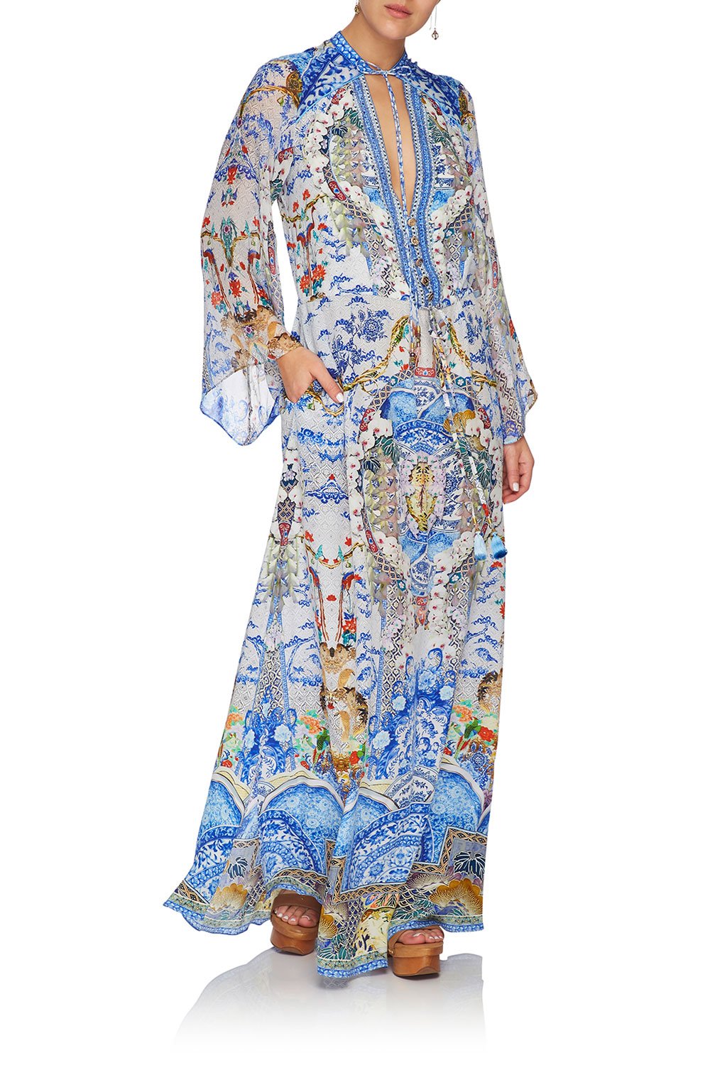 CAMILLA DRAWSTRING BUTTON UP DRESS GEISHA GATEWAYS