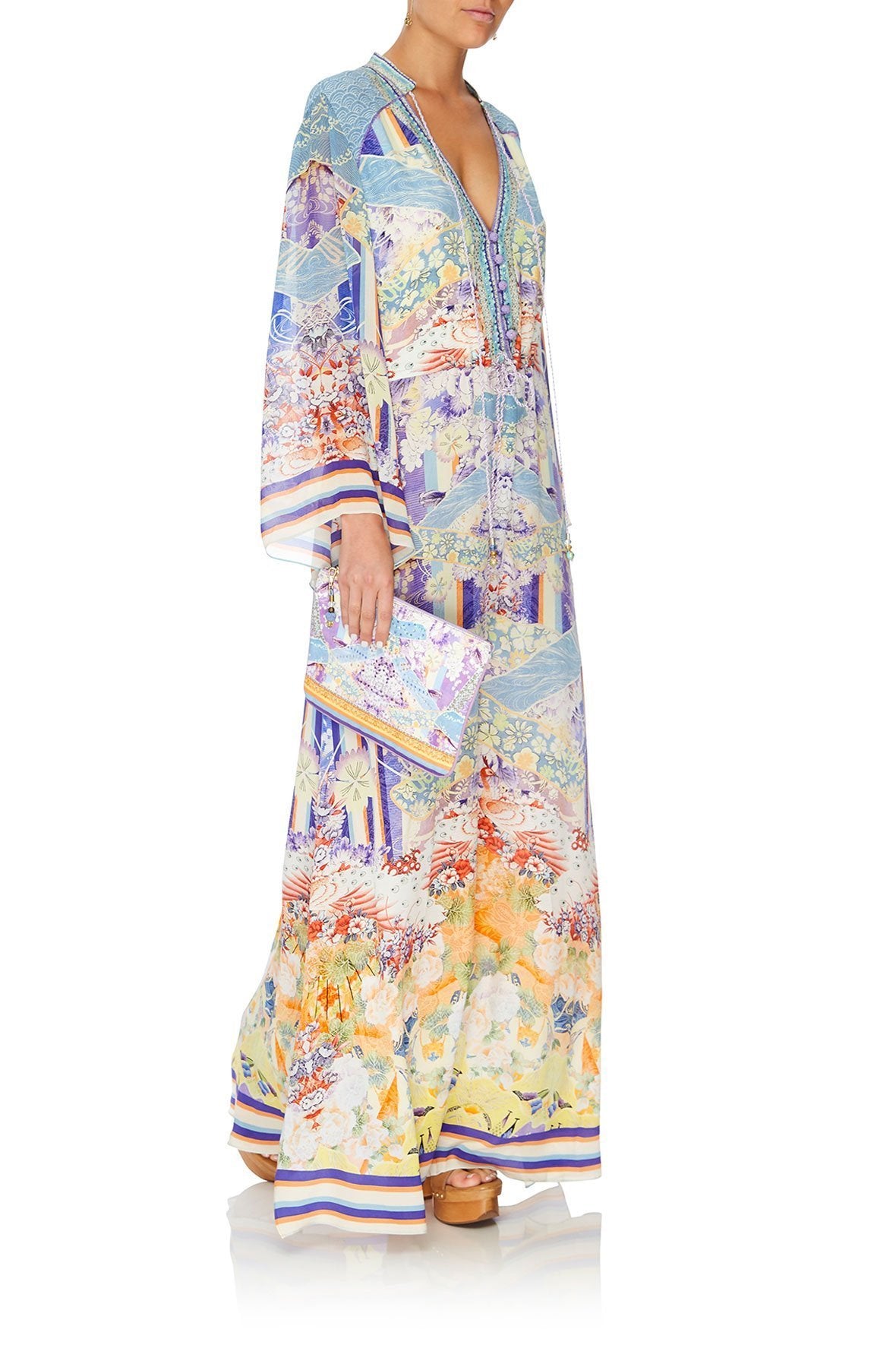 DRAWSTRING BUTTON UP DRESS GIRL IN THE KIMONO