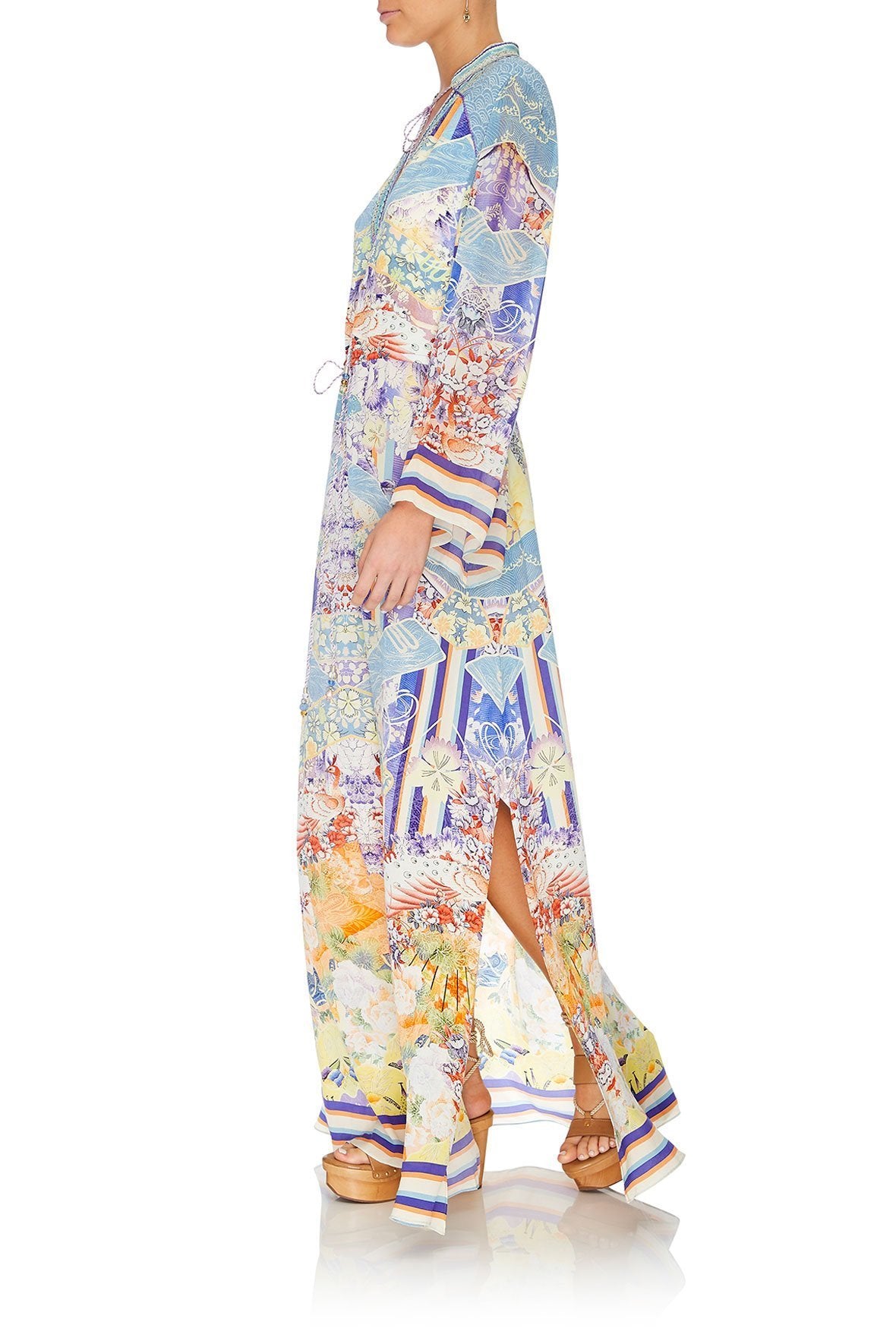 DRAWSTRING BUTTON UP DRESS GIRL IN THE KIMONO