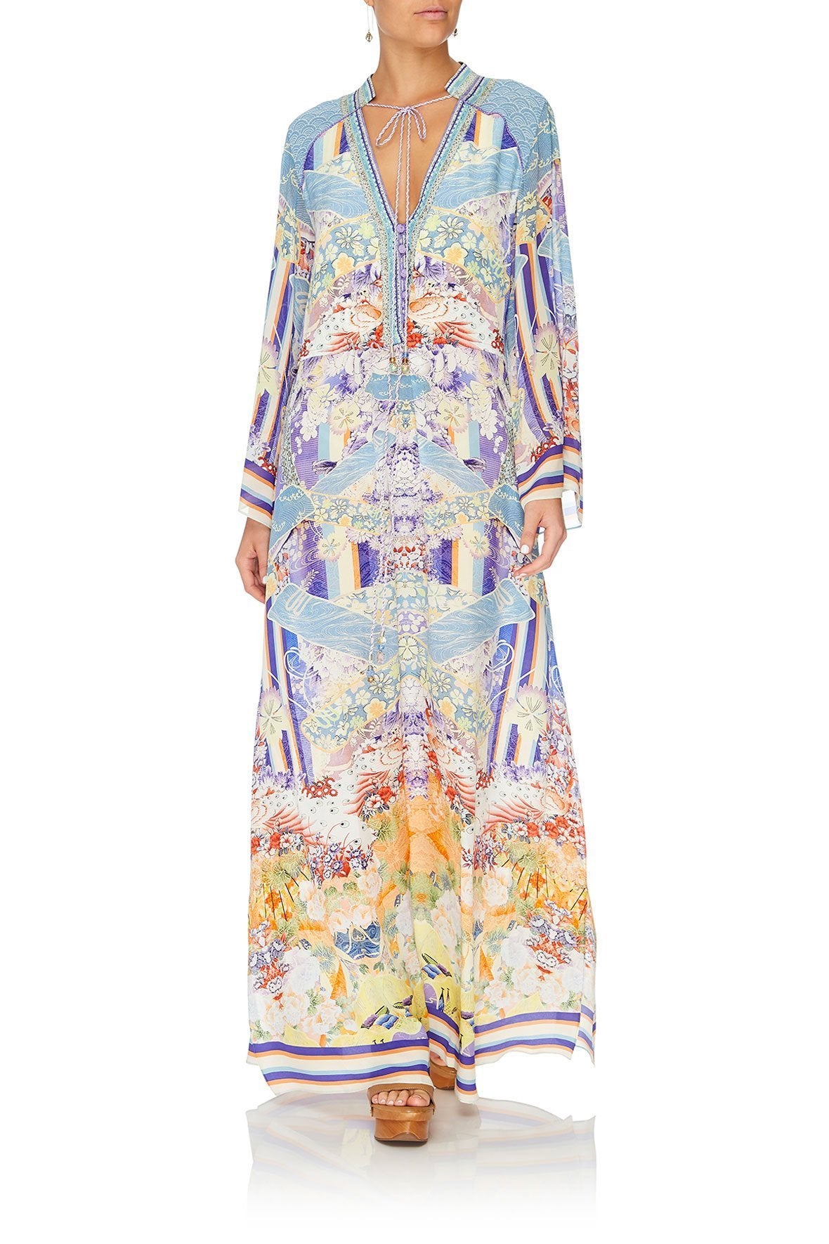 DRAWSTRING BUTTON UP DRESS GIRL IN THE KIMONO