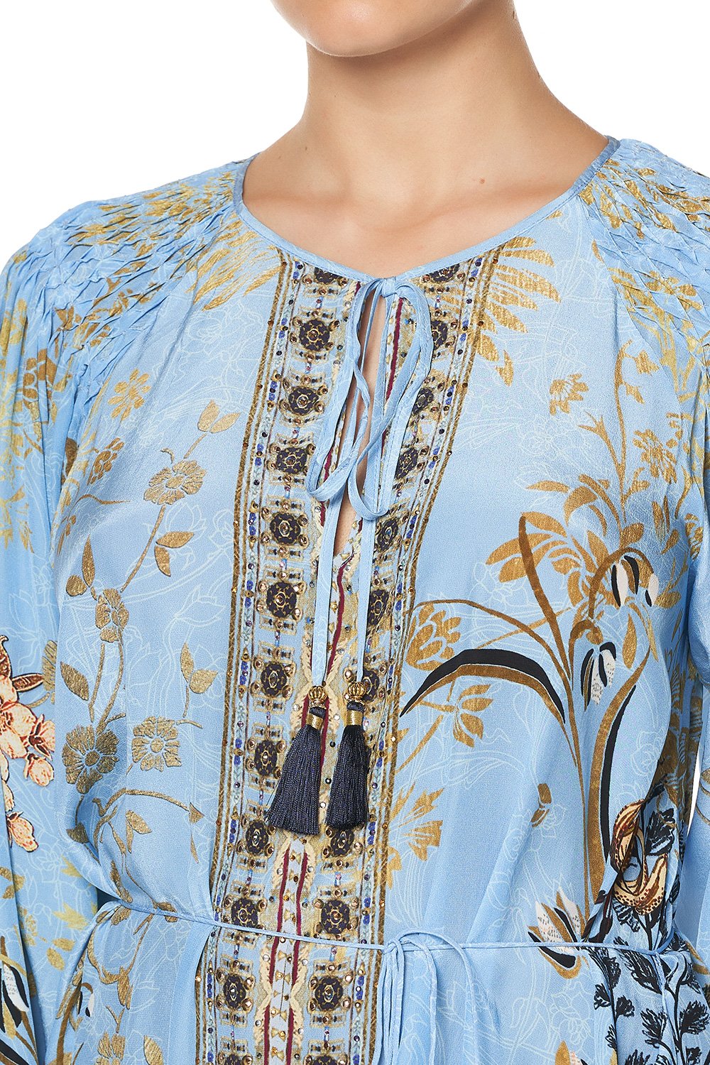 DRESS WITH SMOCKED SLEEVE FAIRY FOUNTAIN