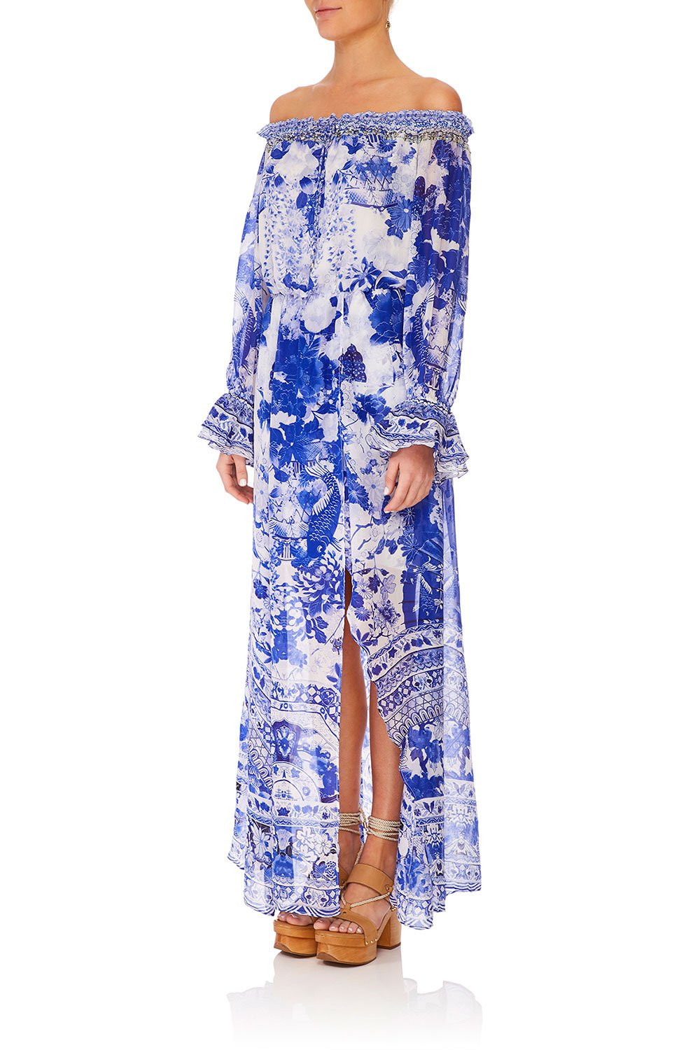 CAMILLA DROP SHOULDER SPLIT DRESS THE FAN SEA