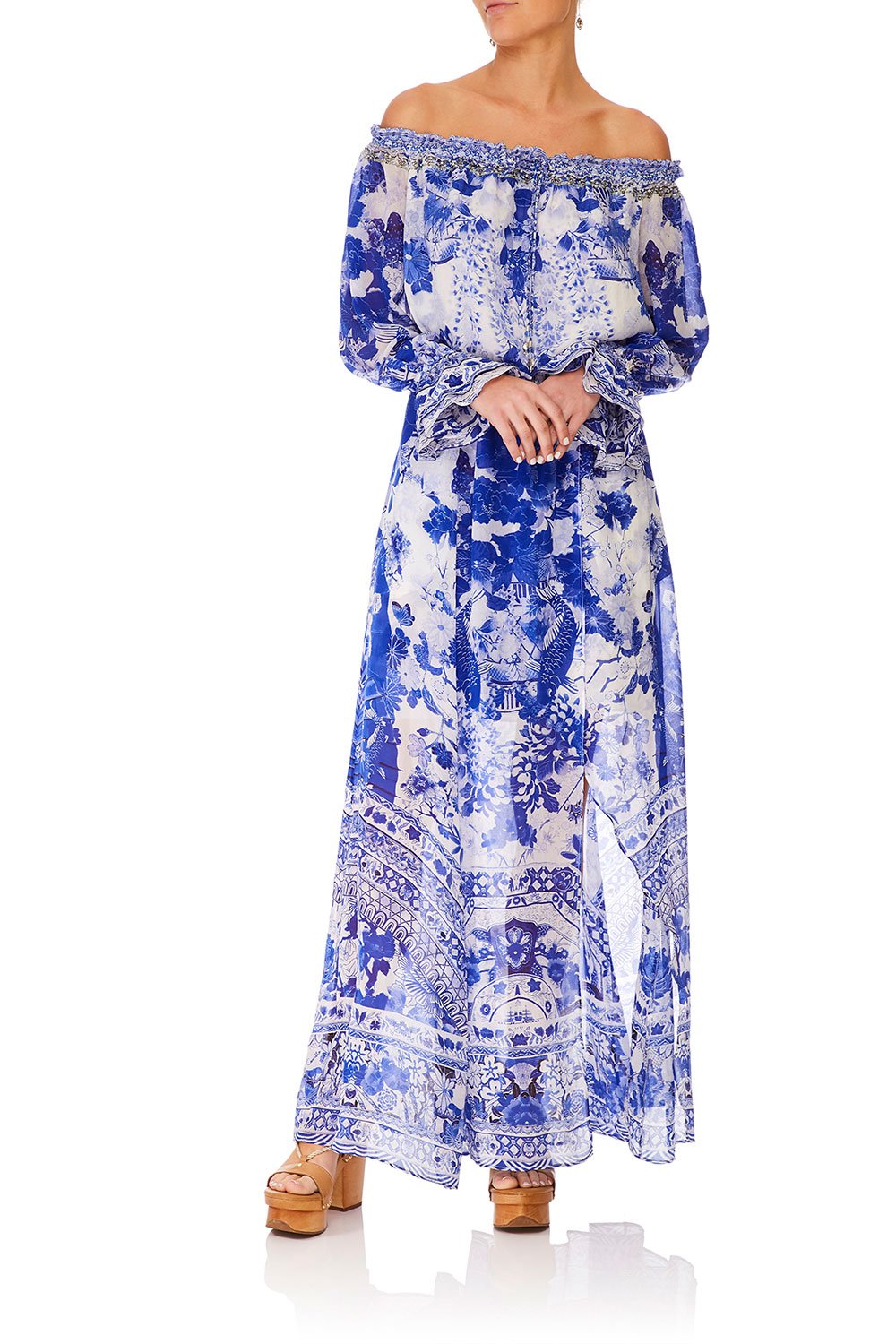 CAMILLA DROP SHOULDER SPLIT DRESS THE FAN SEA