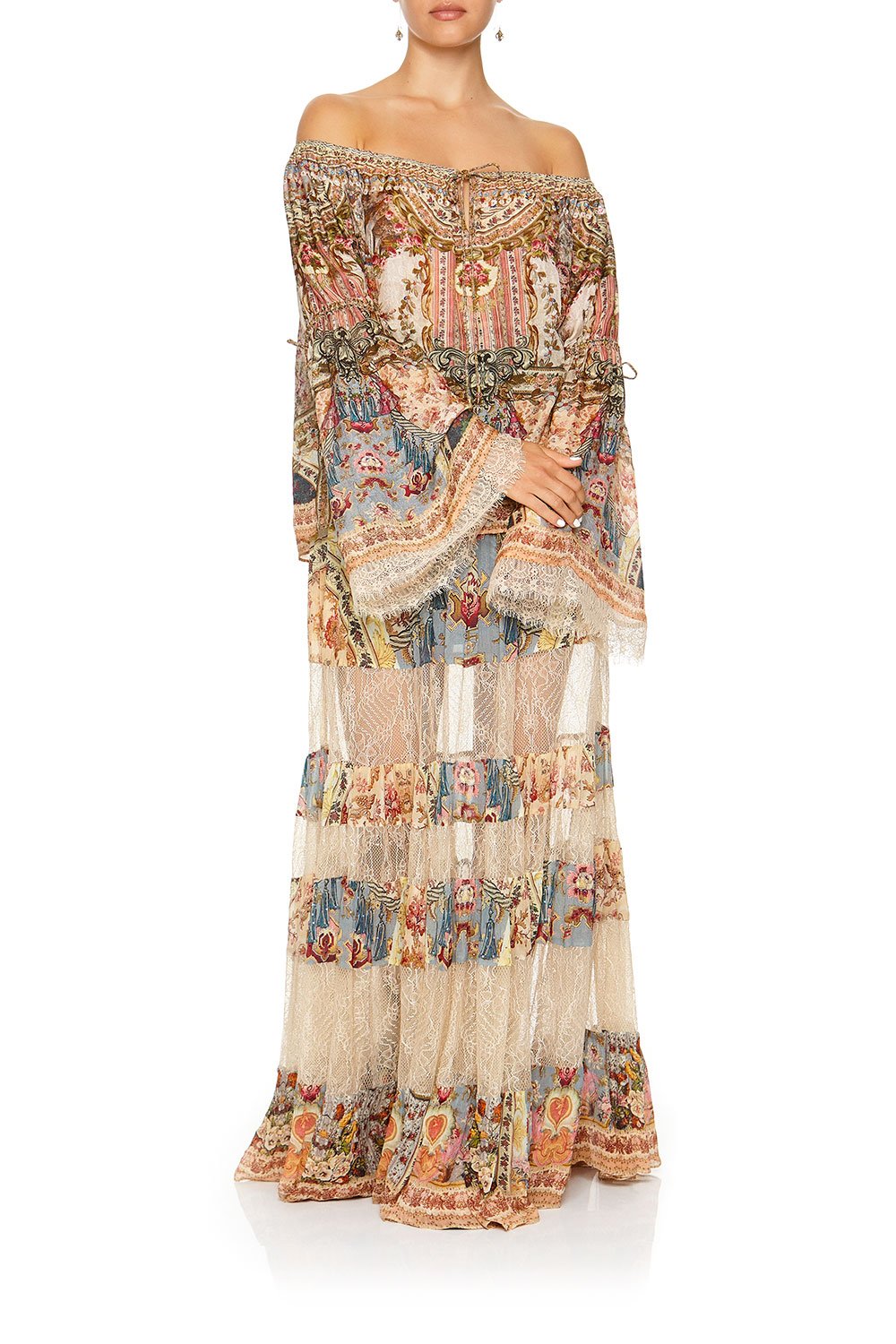 MAXI SKIRT WITH LACE INSERTS JEANNE QUEEN