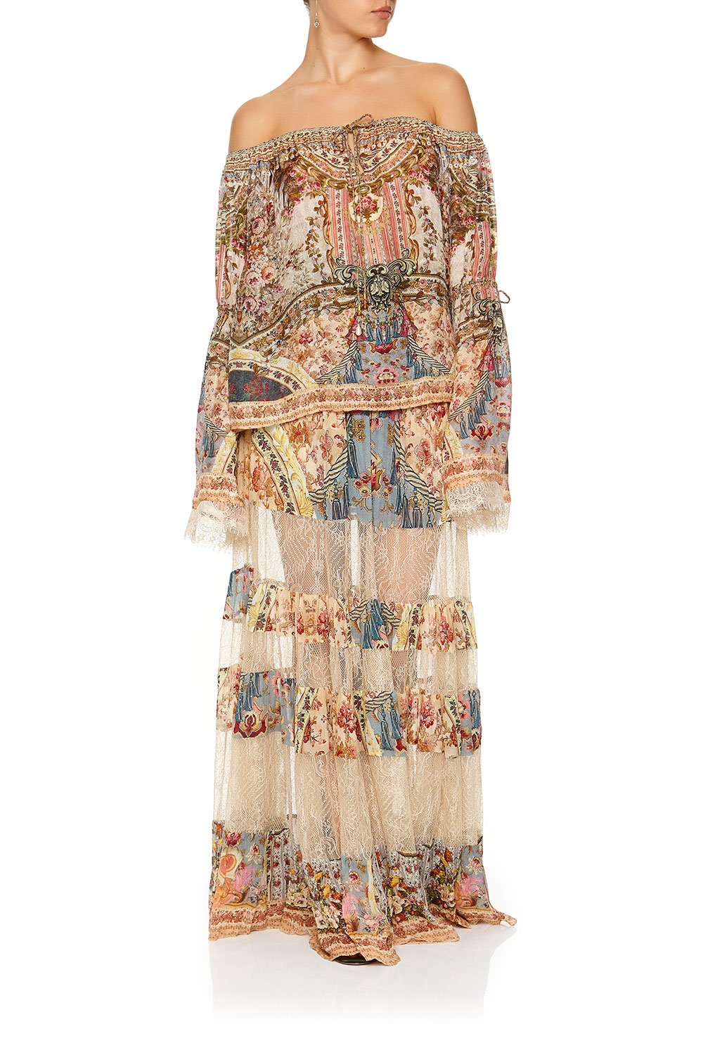 MAXI SKIRT WITH LACE INSERTS JEANNE QUEEN