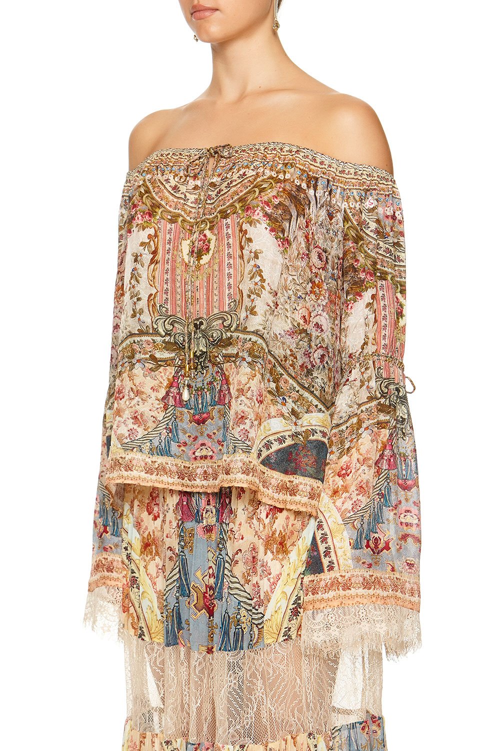 DROP SHOULDER TIE SLEEVE TOP JEANNE QUEEN