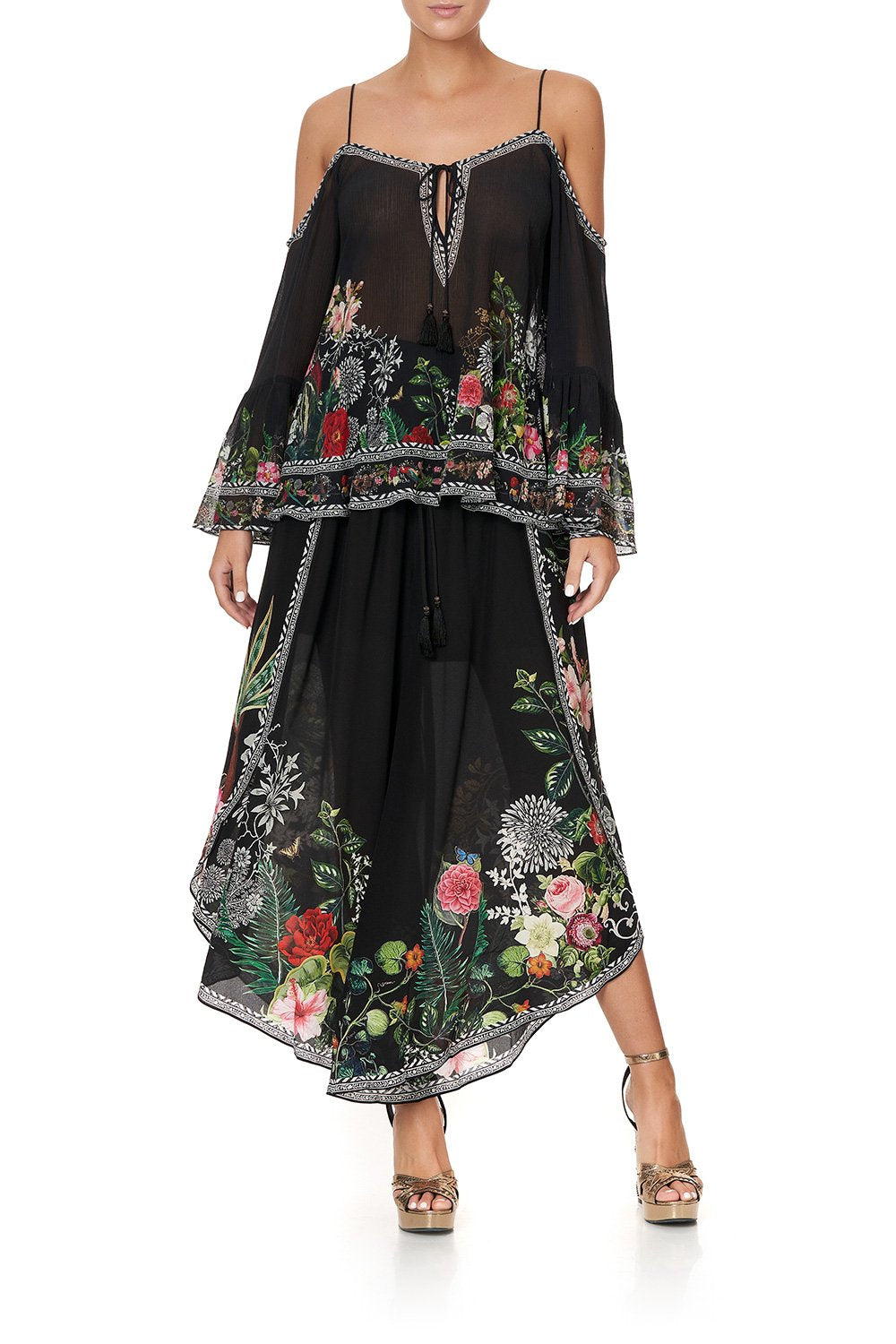 DROP SHOULDER TOP RAISED WITH WOLVES