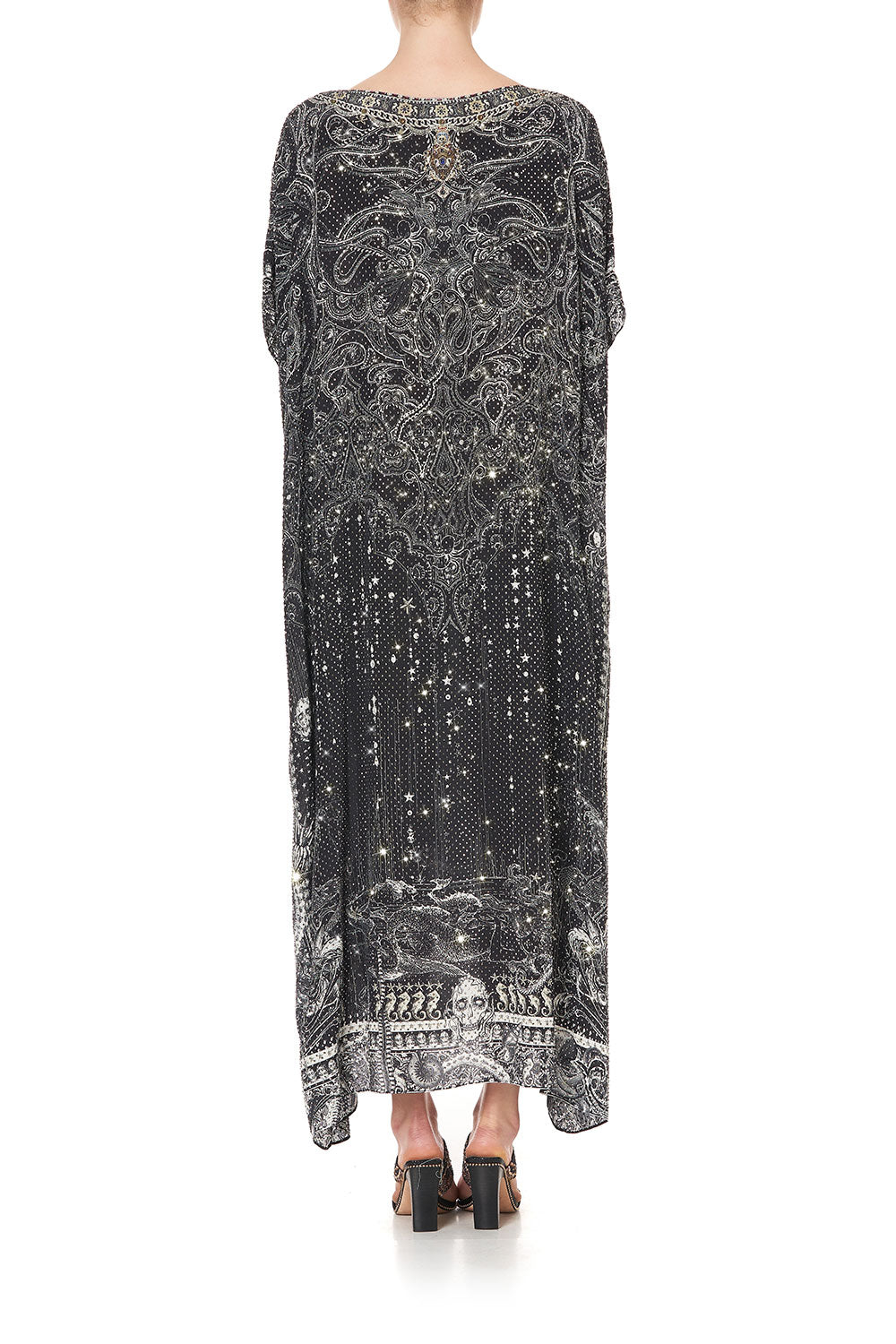 EMBELLISHED ROUND NECK KAFTAN MIDNIGHT PEARL