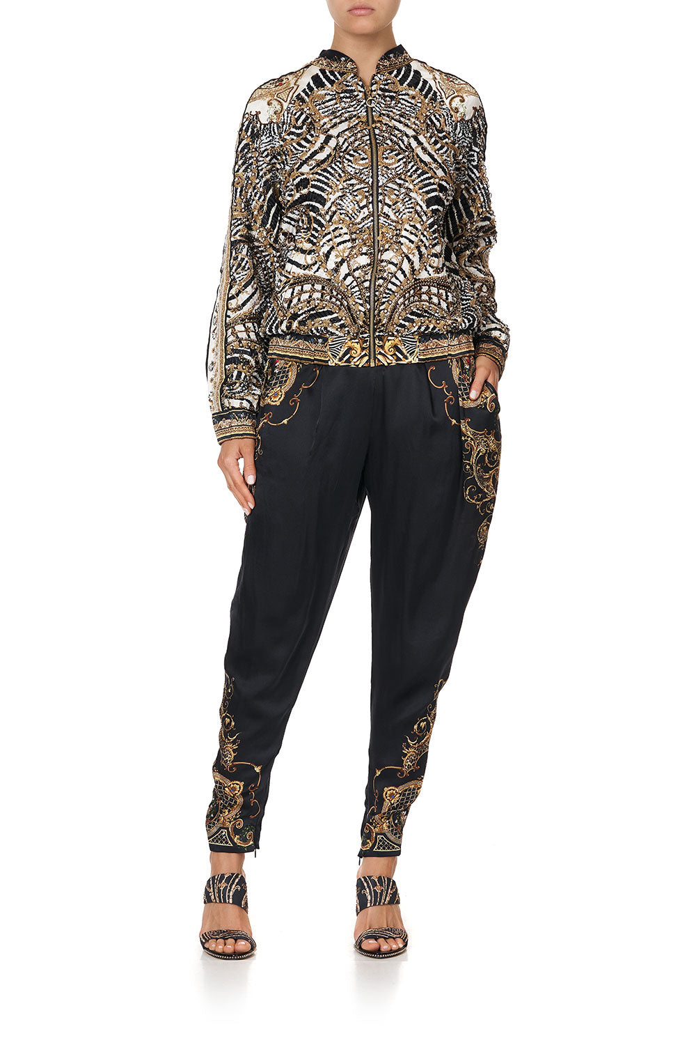 EMBELLISHED ENCASED ELASTIC RAGLAN BOMBER NIGHT WAITING FOR DAY