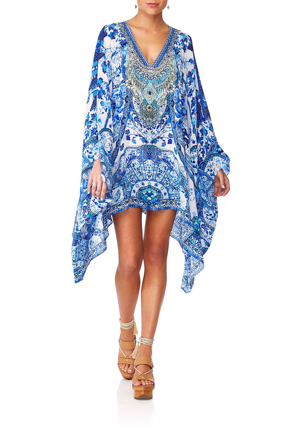CAMILLA ETERNITYS EMPIRE FRONT SPLIT SHORT KAFTAN