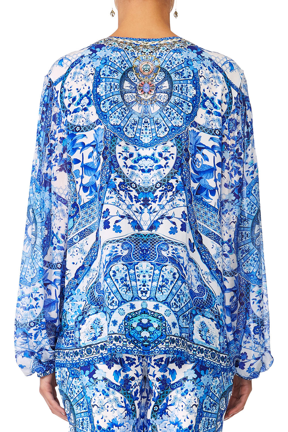 CAMILLA ETERNITYS EMPIRE PEASANT BLOUSE WFRONT LACING