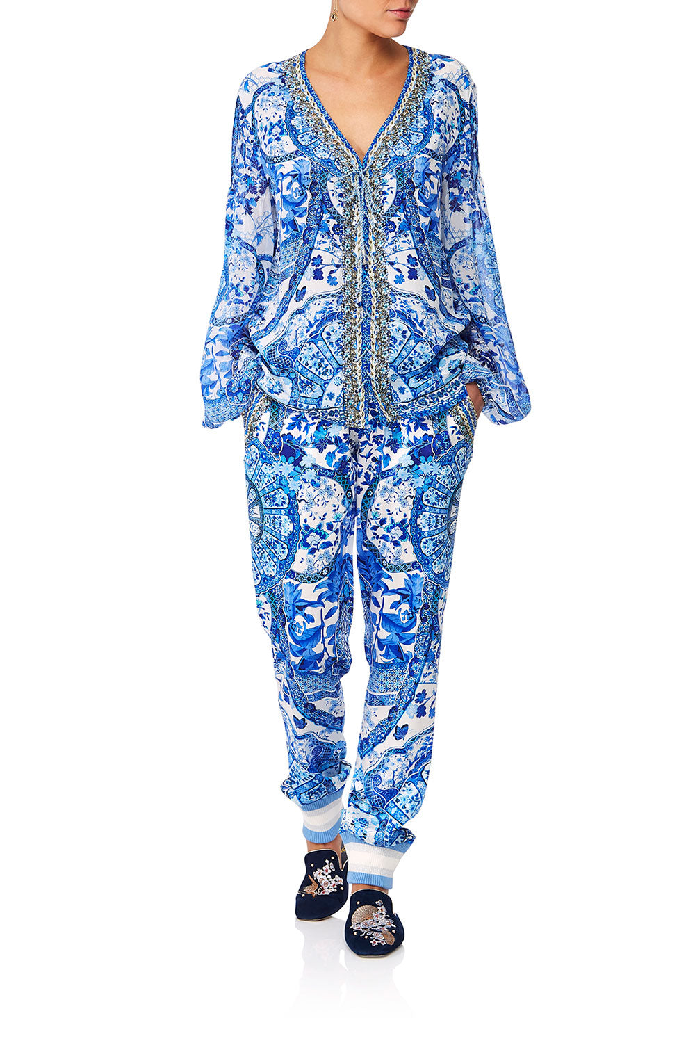 CAMILLA ETERNITYS EMPIRE PEASANT BLOUSE WFRONT LACING