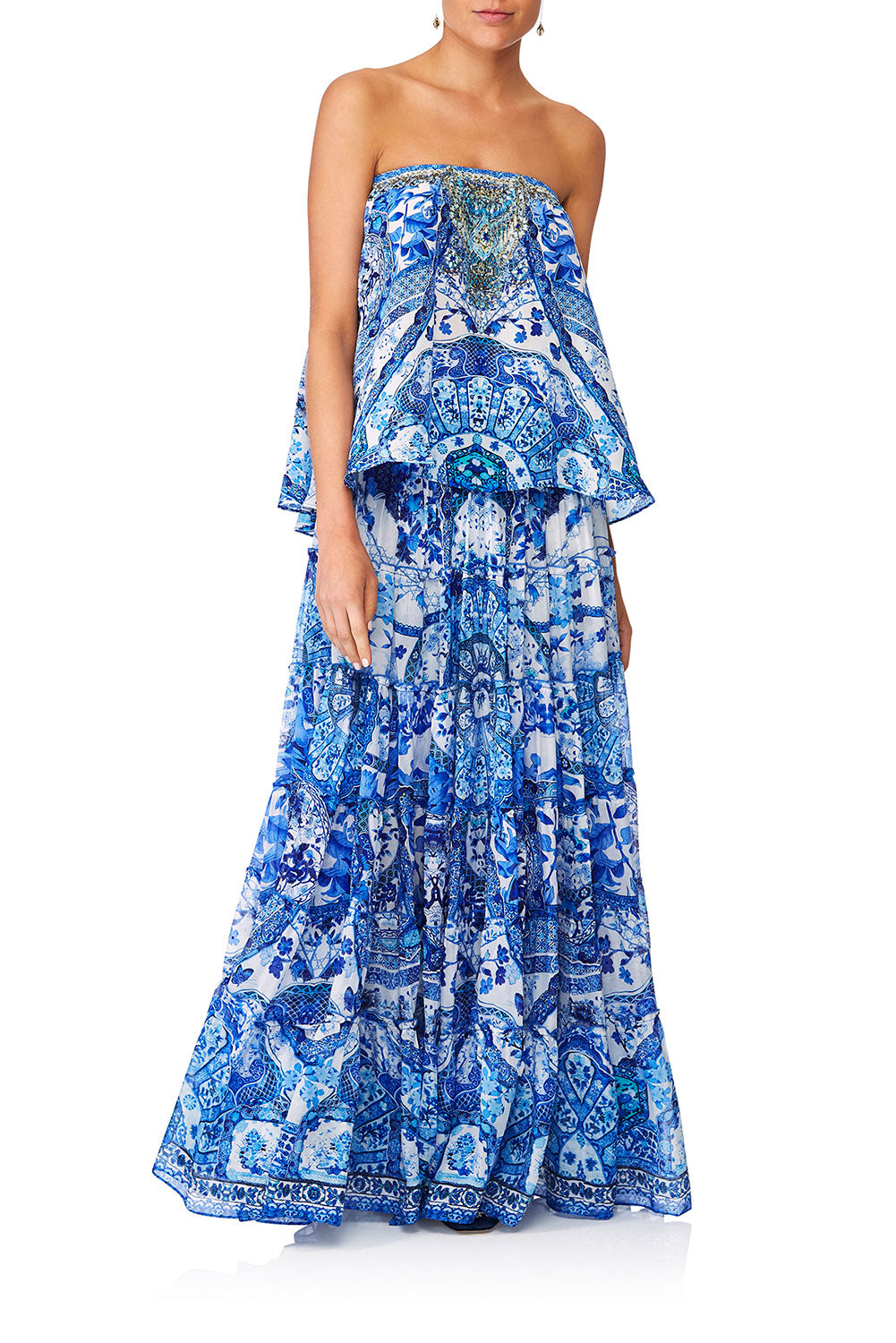 CAMILLA ETERNITYS EMPIRE SHEER TIERED MAXI SKIRT