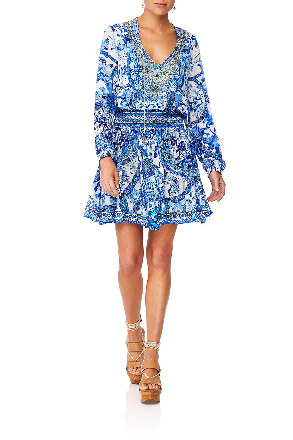 CAMILLA ETERNITYS EMPIRE SHIRRED RELAXED SHORT DRESS