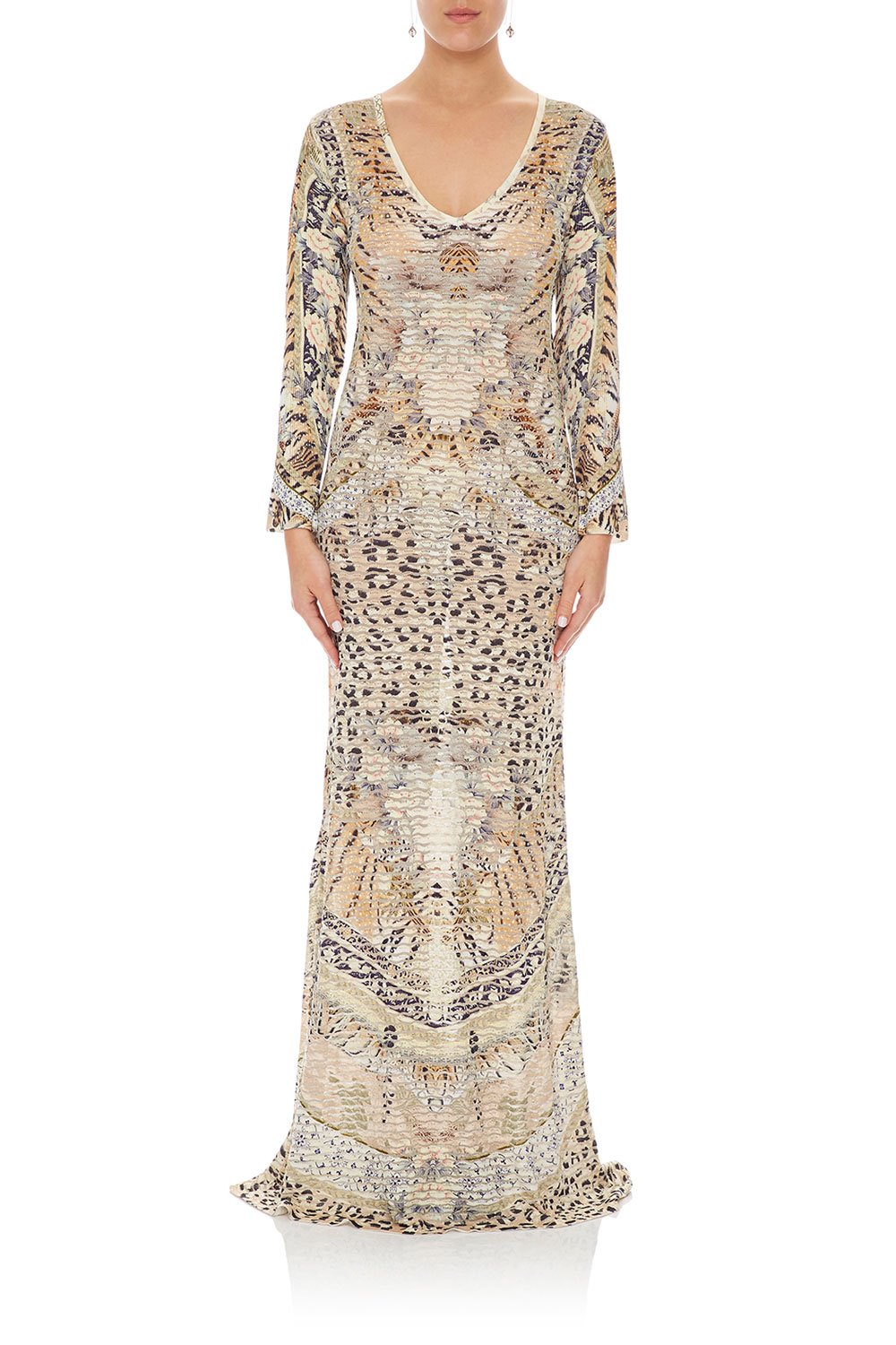 CAMILLA FANCY STITCH DRESS W/ ROUNDED V NECK MOTO MAIKO