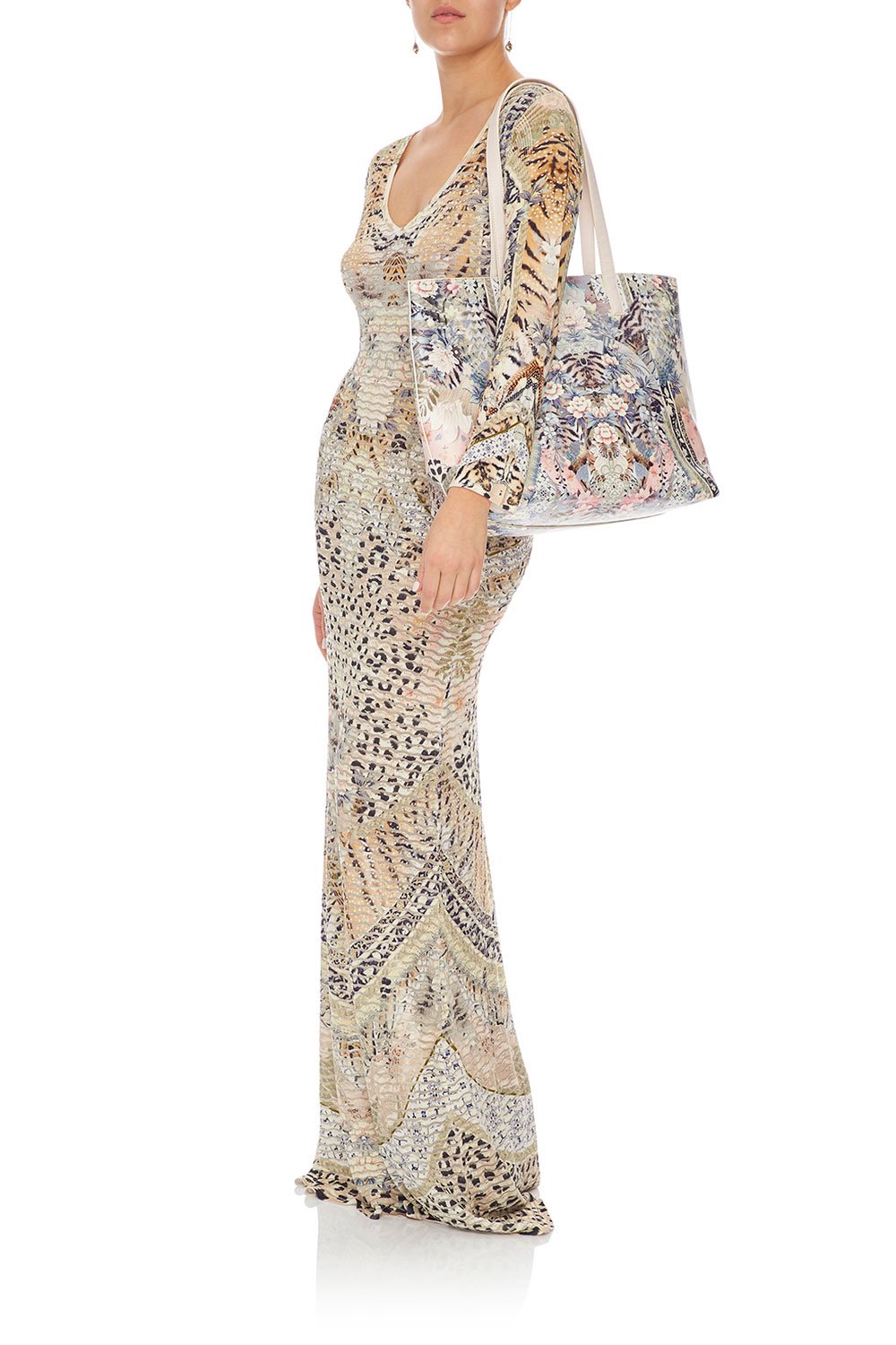 CAMILLA FANCY STITCH DRESS W/ ROUNDED V NECK MOTO MAIKO