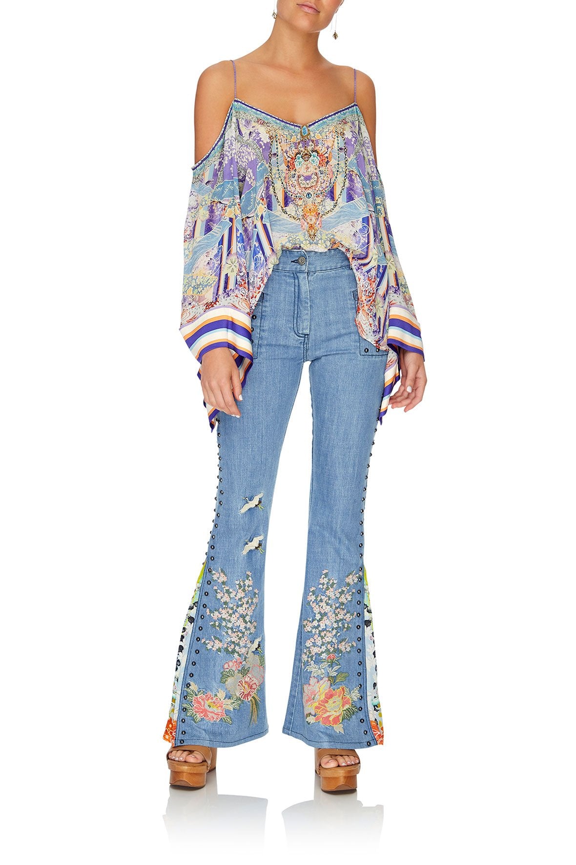 FLARED JEAN WITH CONTRAST PANEL THE STILL ABYSS