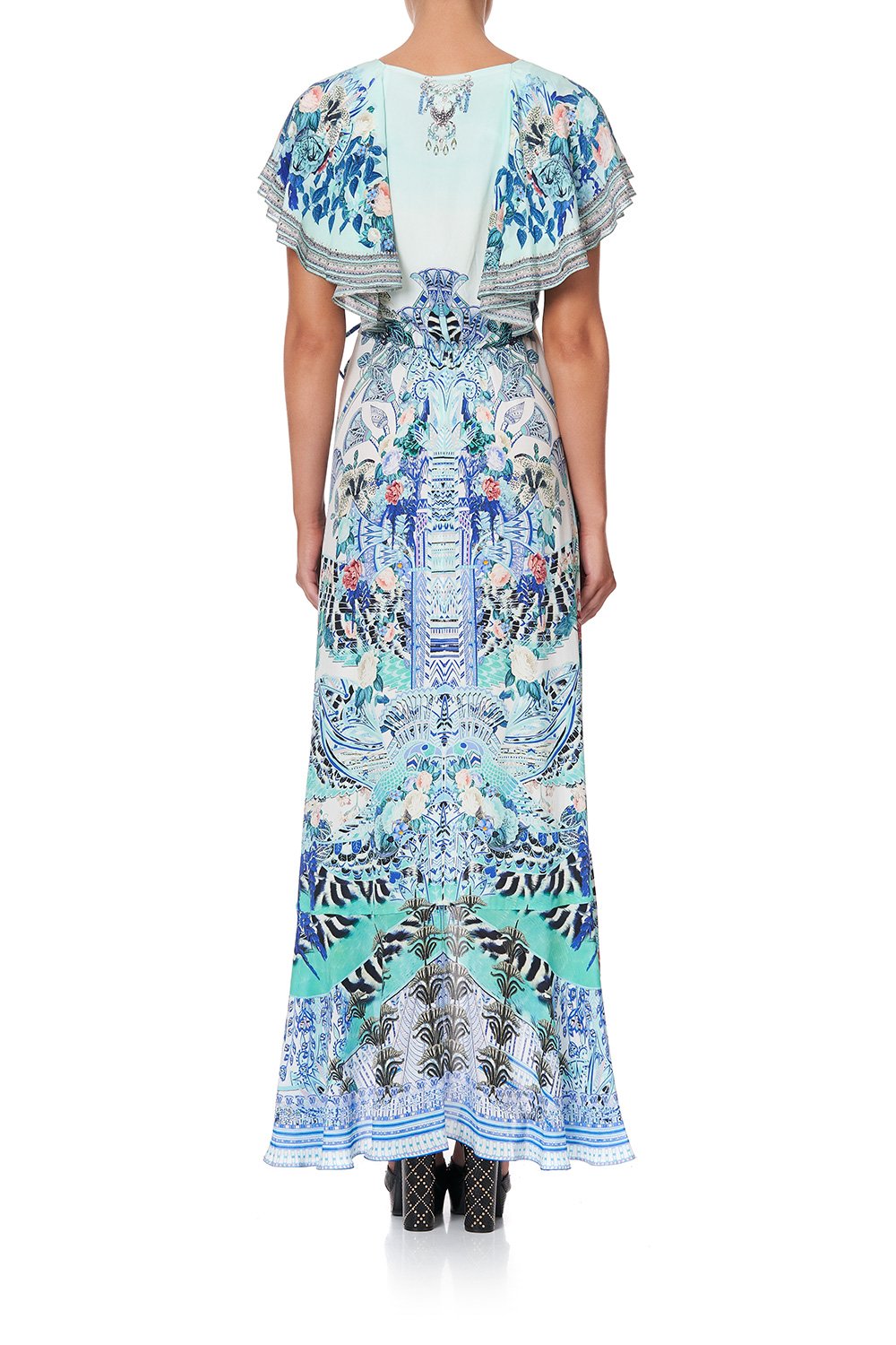 FRILL SLEEVE LONG DRESS WINGS OF LUXOR