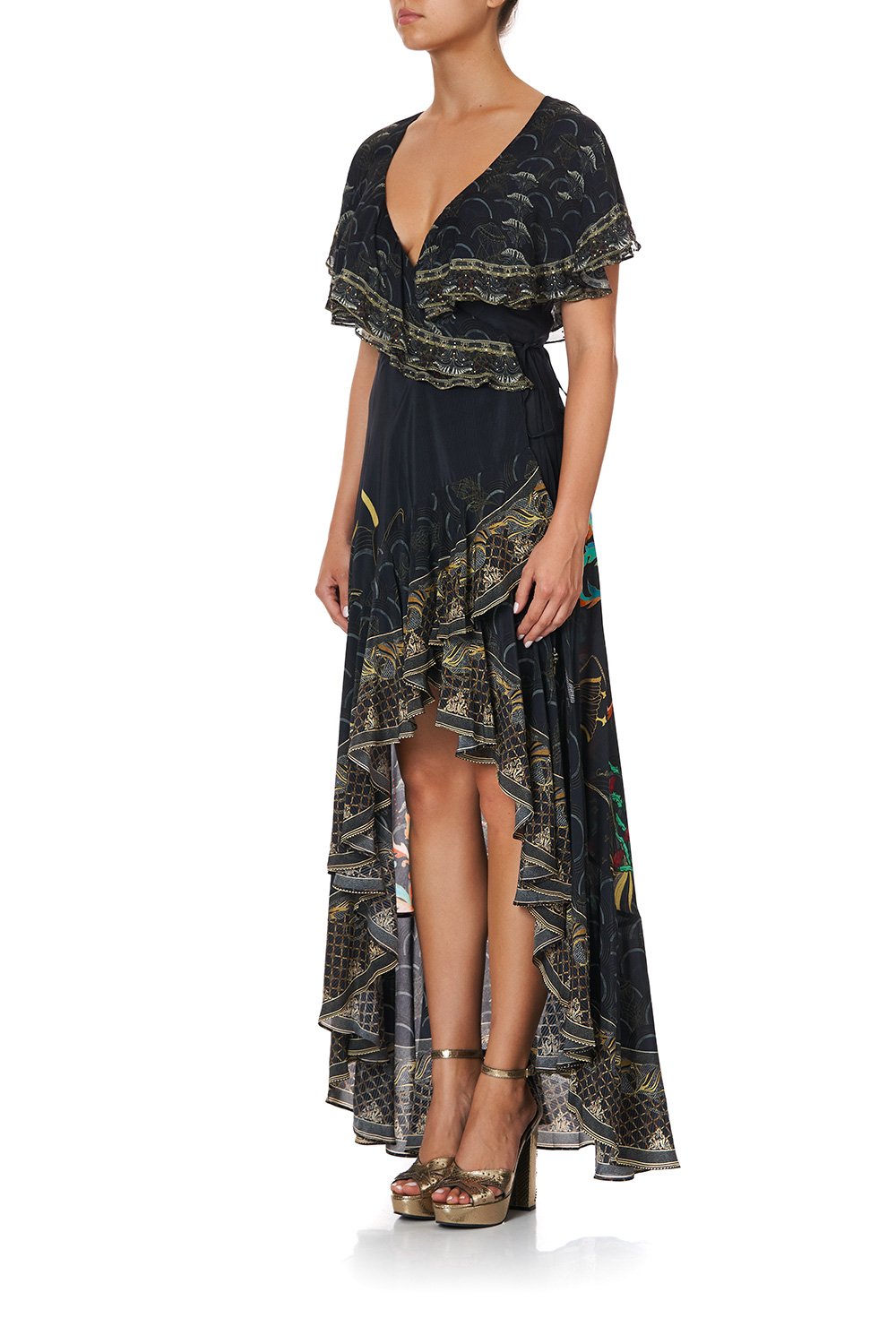 FRILL SLEEVE LONG DRESS WISE WINGS