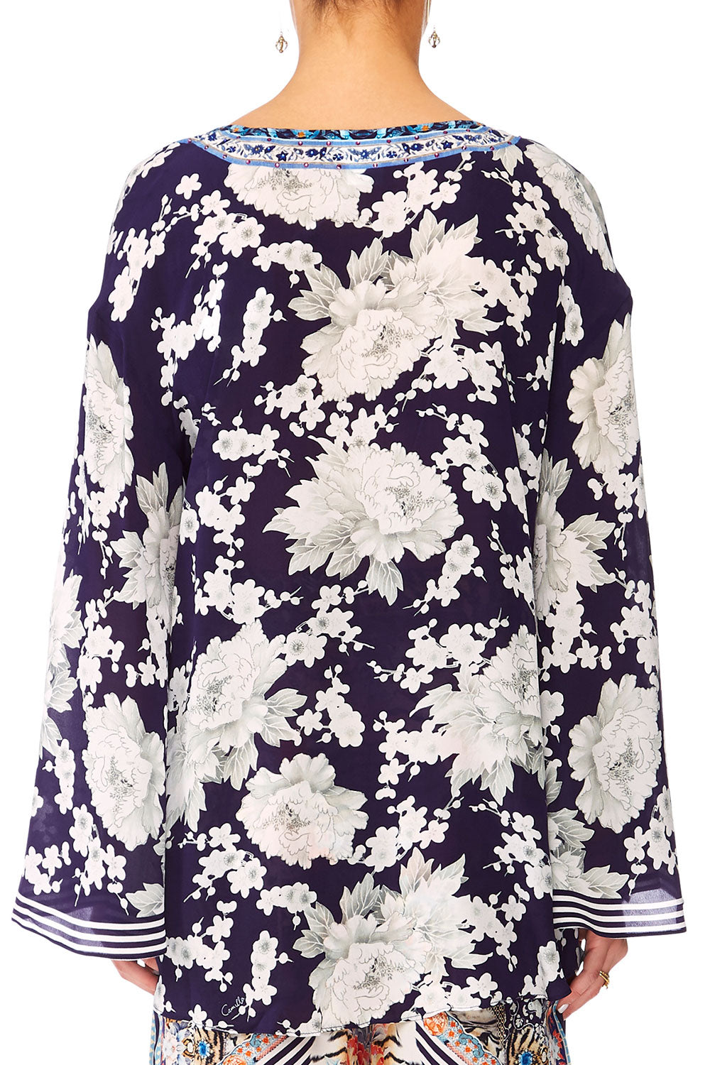 CAMILLA GINZA GANG V-NECK A-LINE BLOUSE