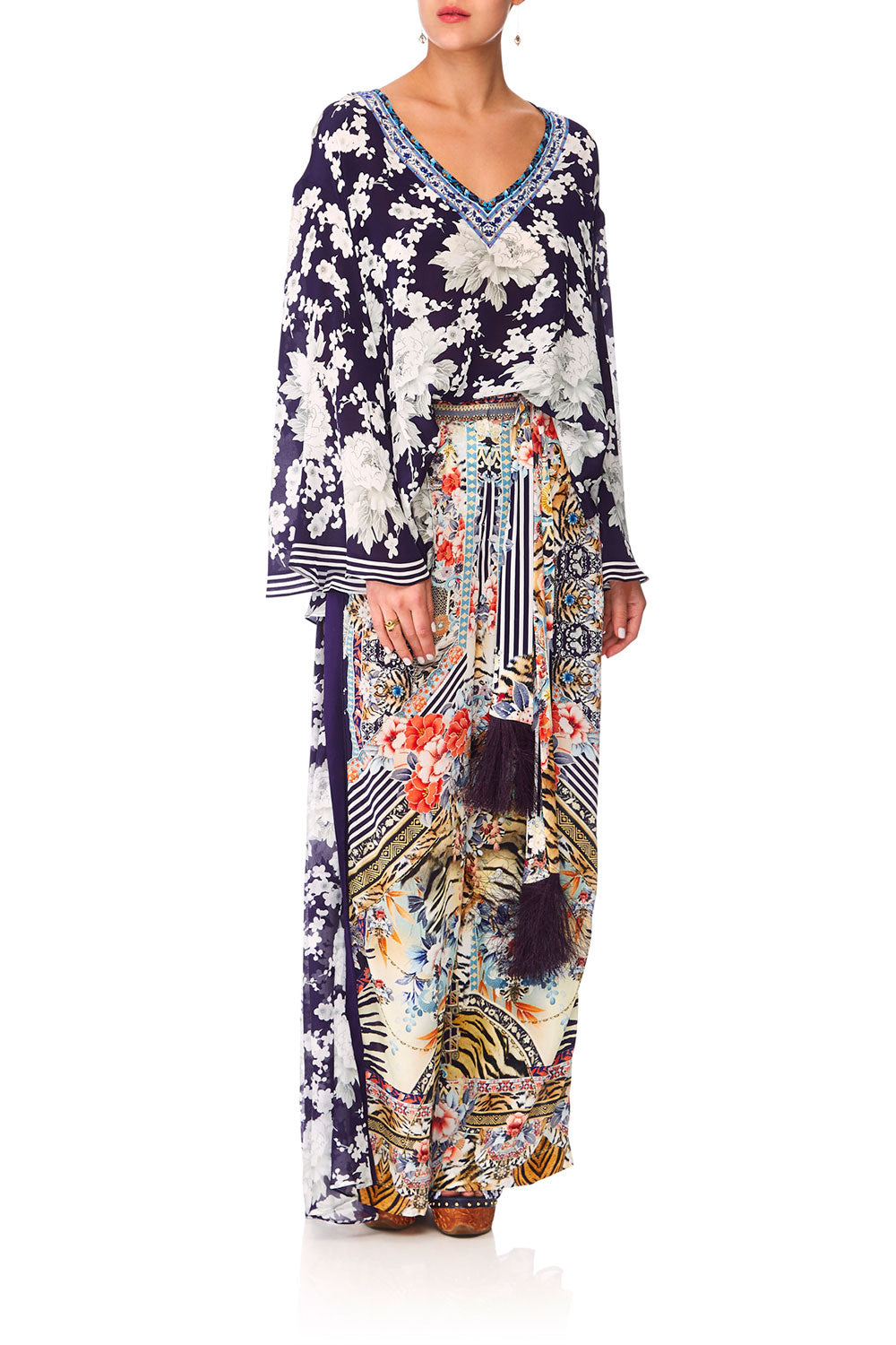 CAMILLA GINZA GANG V-NECK A-LINE BLOUSE