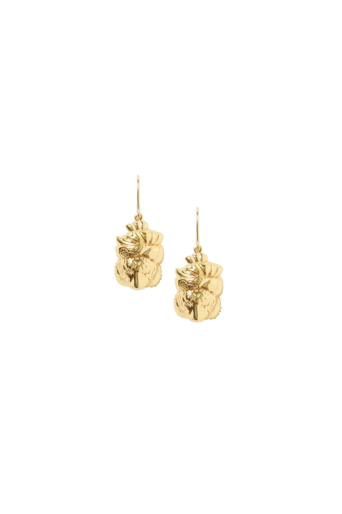 GOLD BRASS TIGER EARRING PAIR