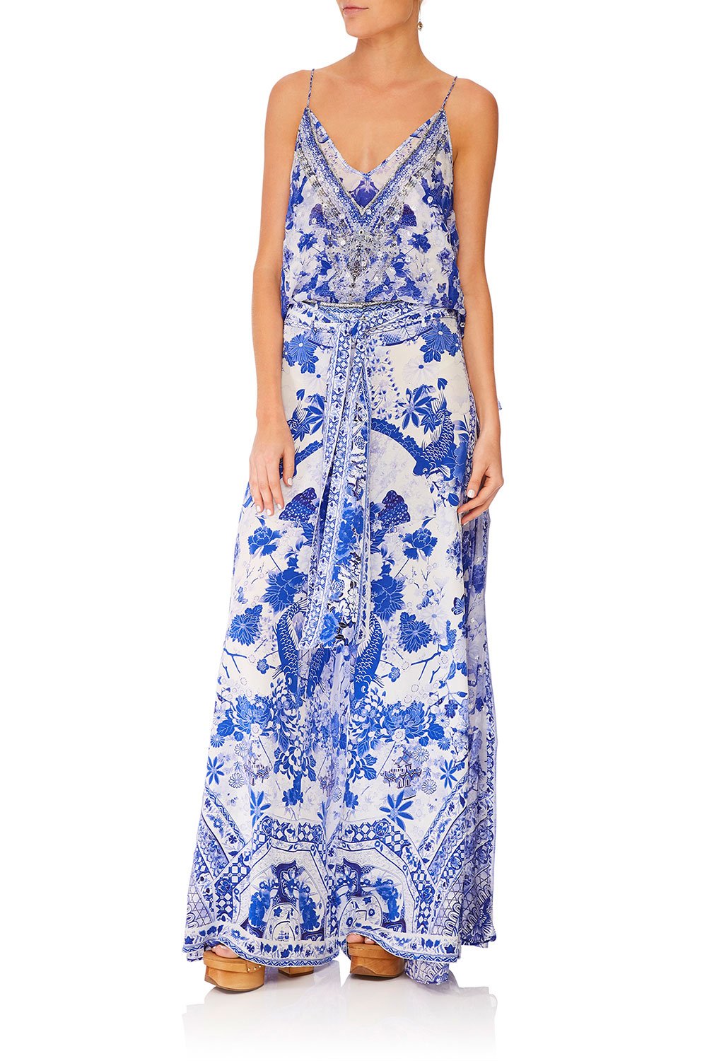 CAMILLA HIGH WAISTED TROUSER WITH GODET THE FAN SEA