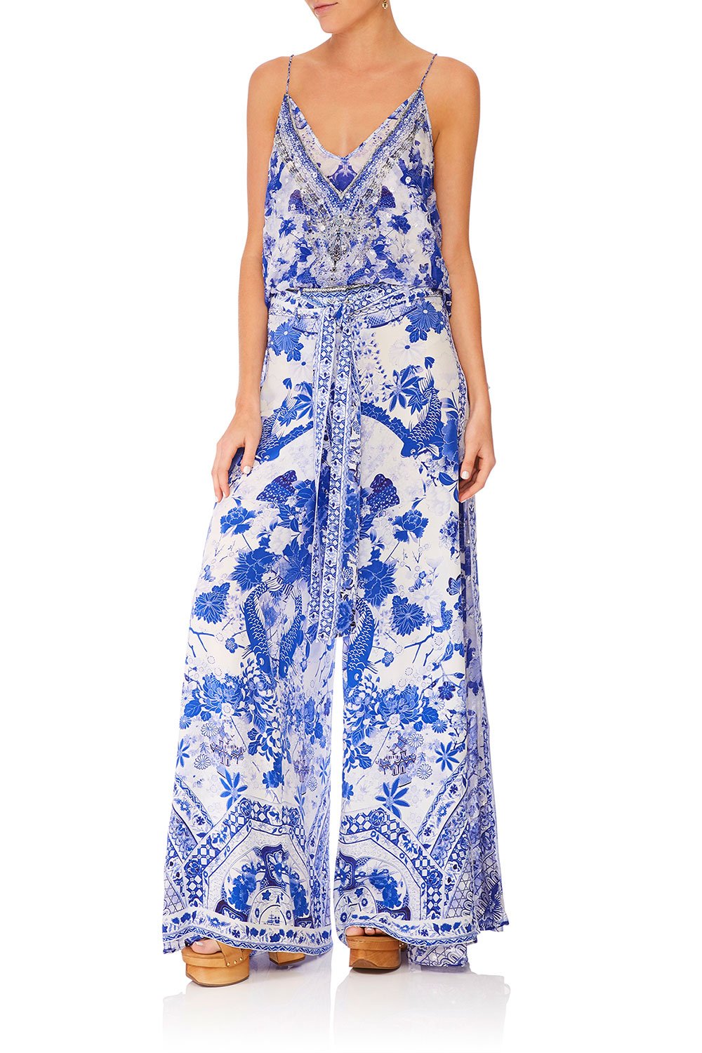 CAMILLA HIGH WAISTED TROUSER WITH GODET THE FAN SEA