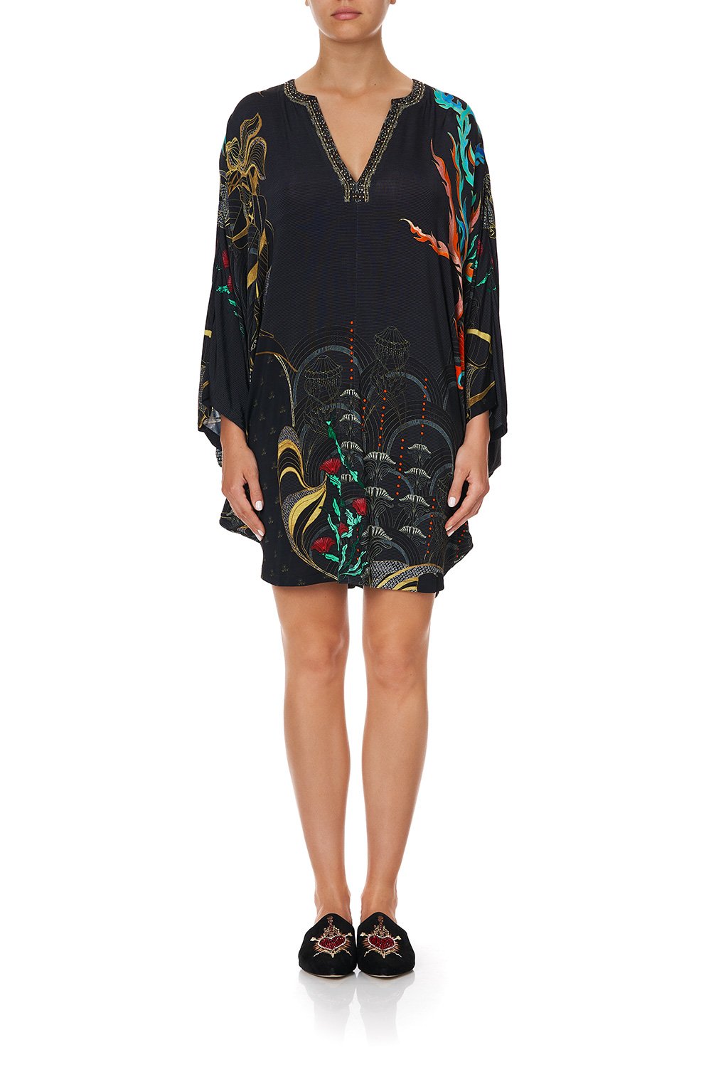 JERSEY SHORT KAFTAN WITH CURVED HEM WISE WINGS