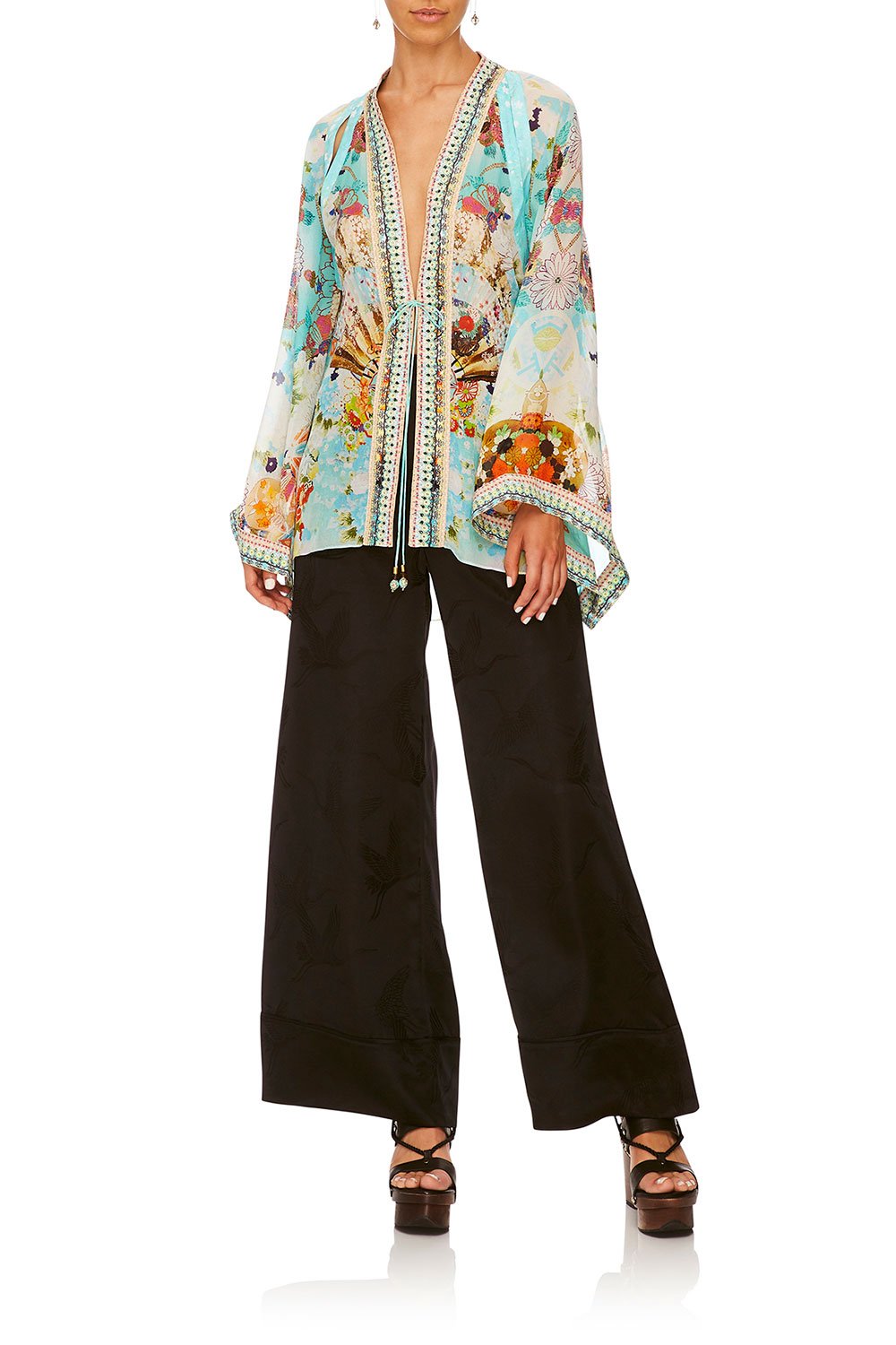 CAMILLA KAFTAN W/ SHEER SLEEVE RETRO'S RAINBOW