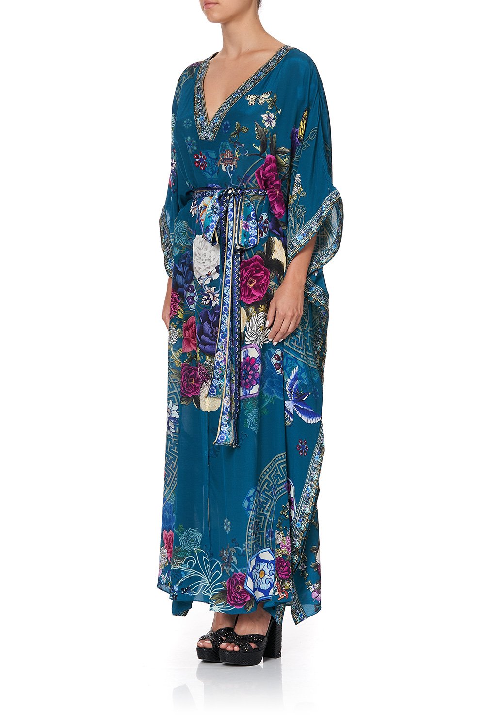 KAFTAN WITH V-NECKBAND AND BELT LUNAR GAZING
