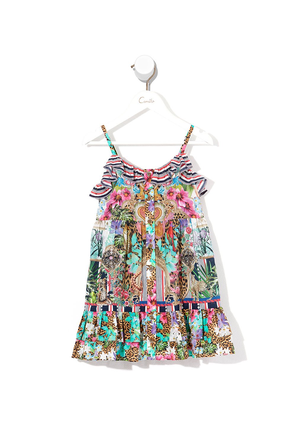 CAMILLA KIDS BUTTON THROUGH FRILL DRESS CHAMPAGNE COAST