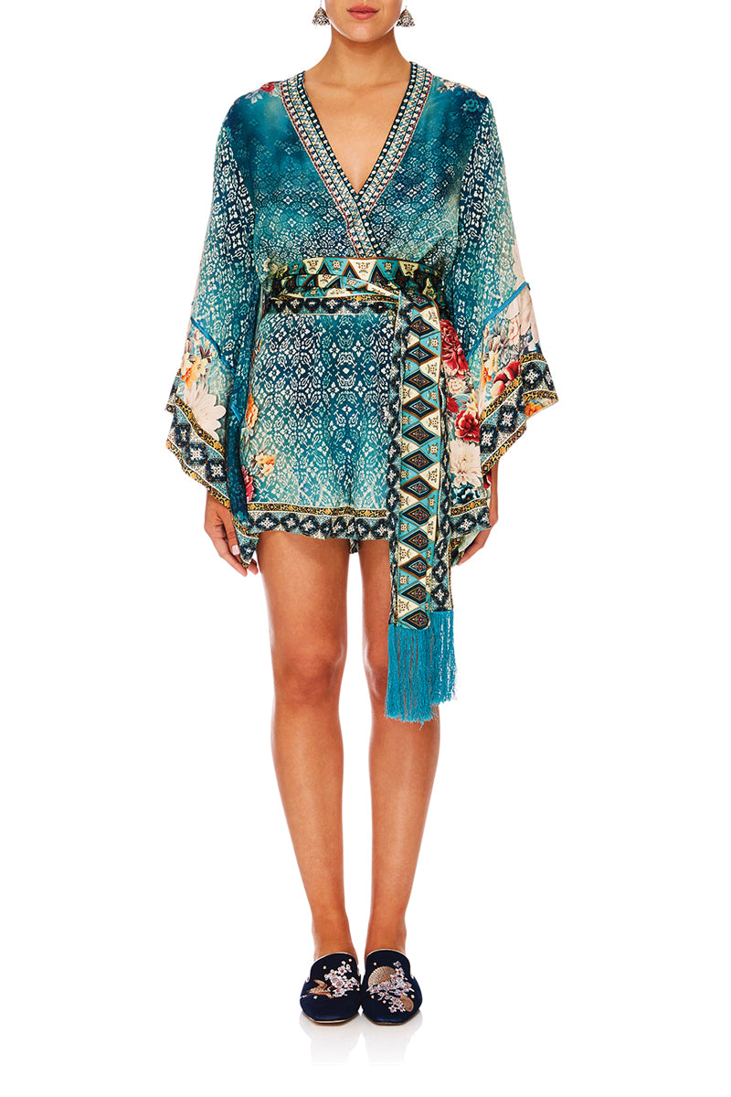CAMILLA HER HEIRLOOM KIMONO SLEEVE PLAYSUIT W OBI BELT