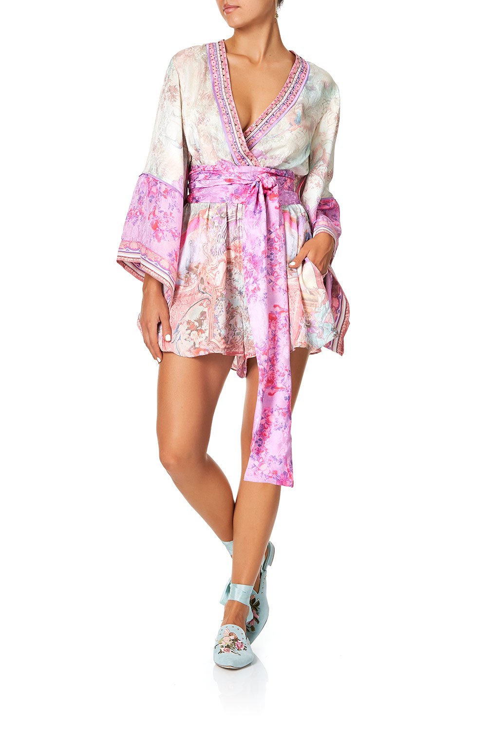 KIMONO SLEEVE PLAYSUIT WITH OBI BELT ELECTRON LIBRE