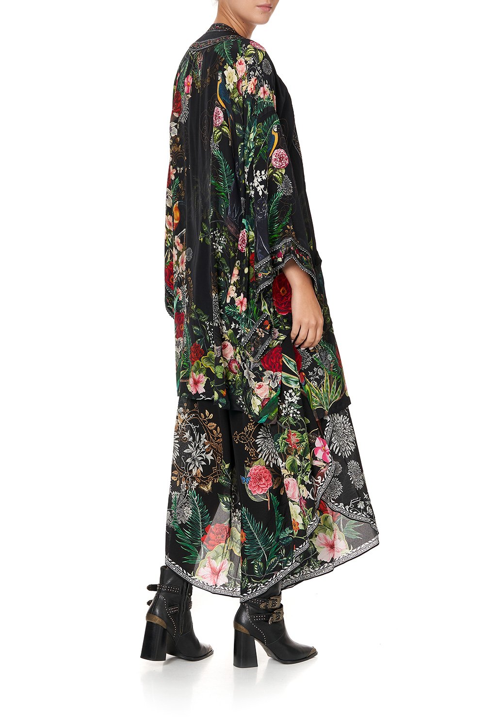 KIMONO WITH TIE BELT RAISED WITH WOLVES