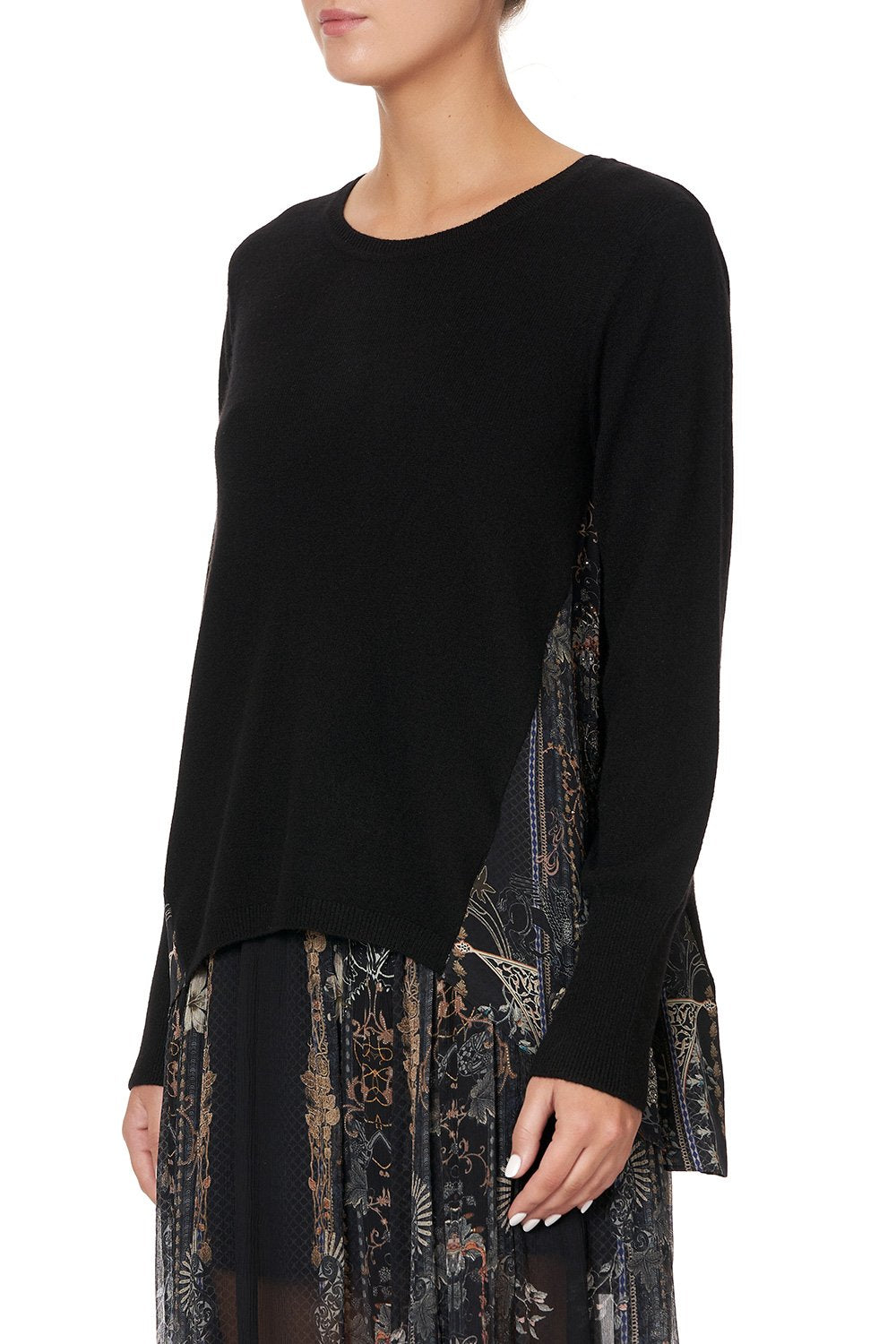 KNIT JUMPER WITH SILK GODET SON OF SEVEN QUEENS