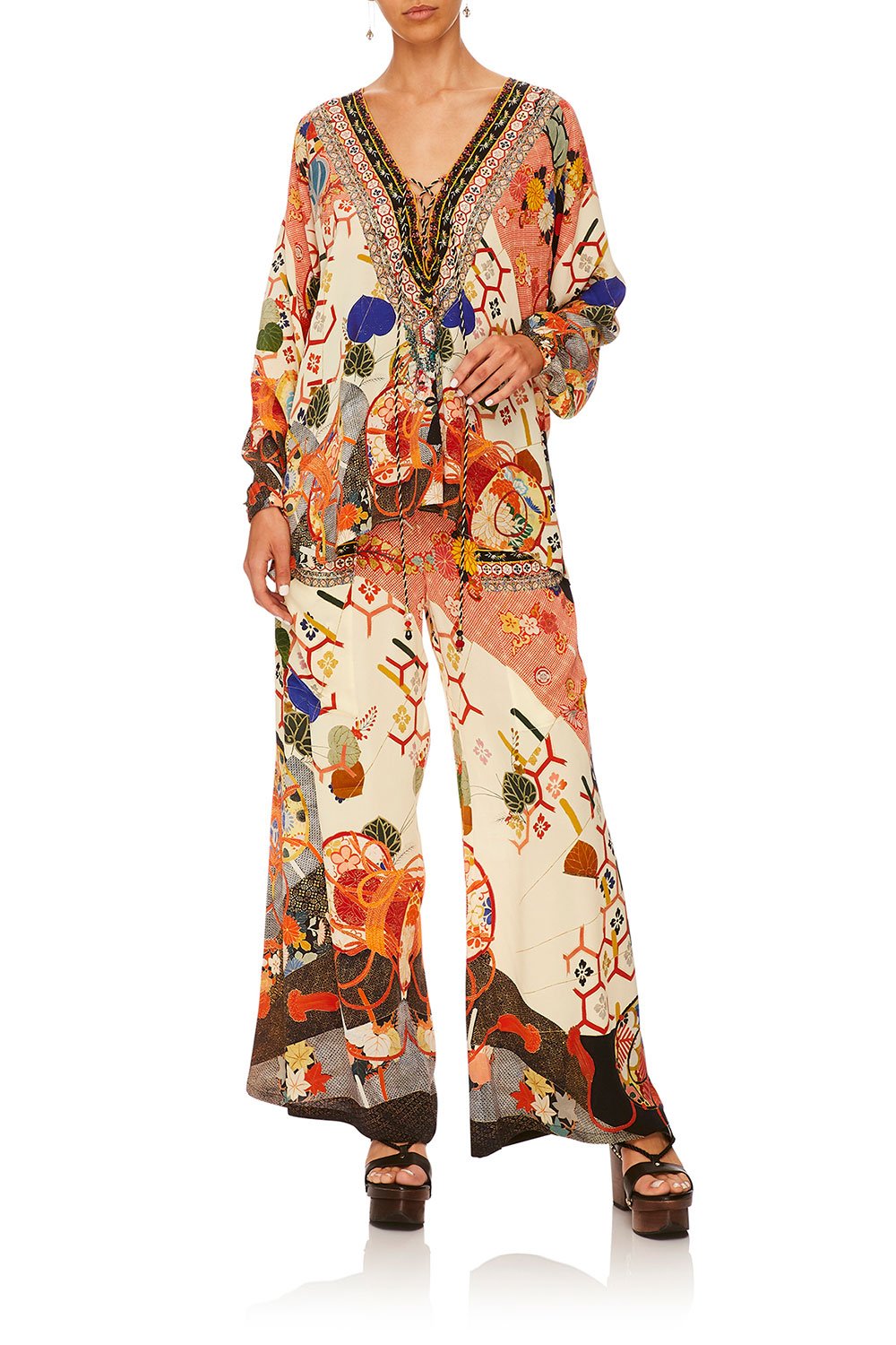 CAMILLA KISSING THE SUN LACE UP SHIRT