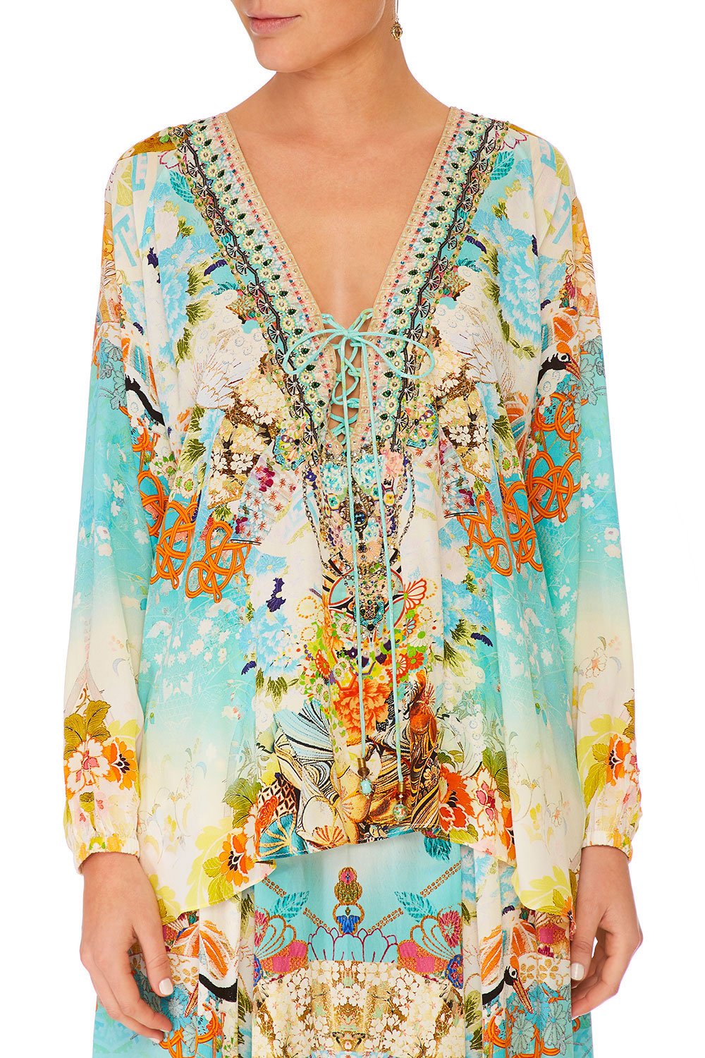 CAMILLA RETROS RAINBOW LACE UP SHIRT