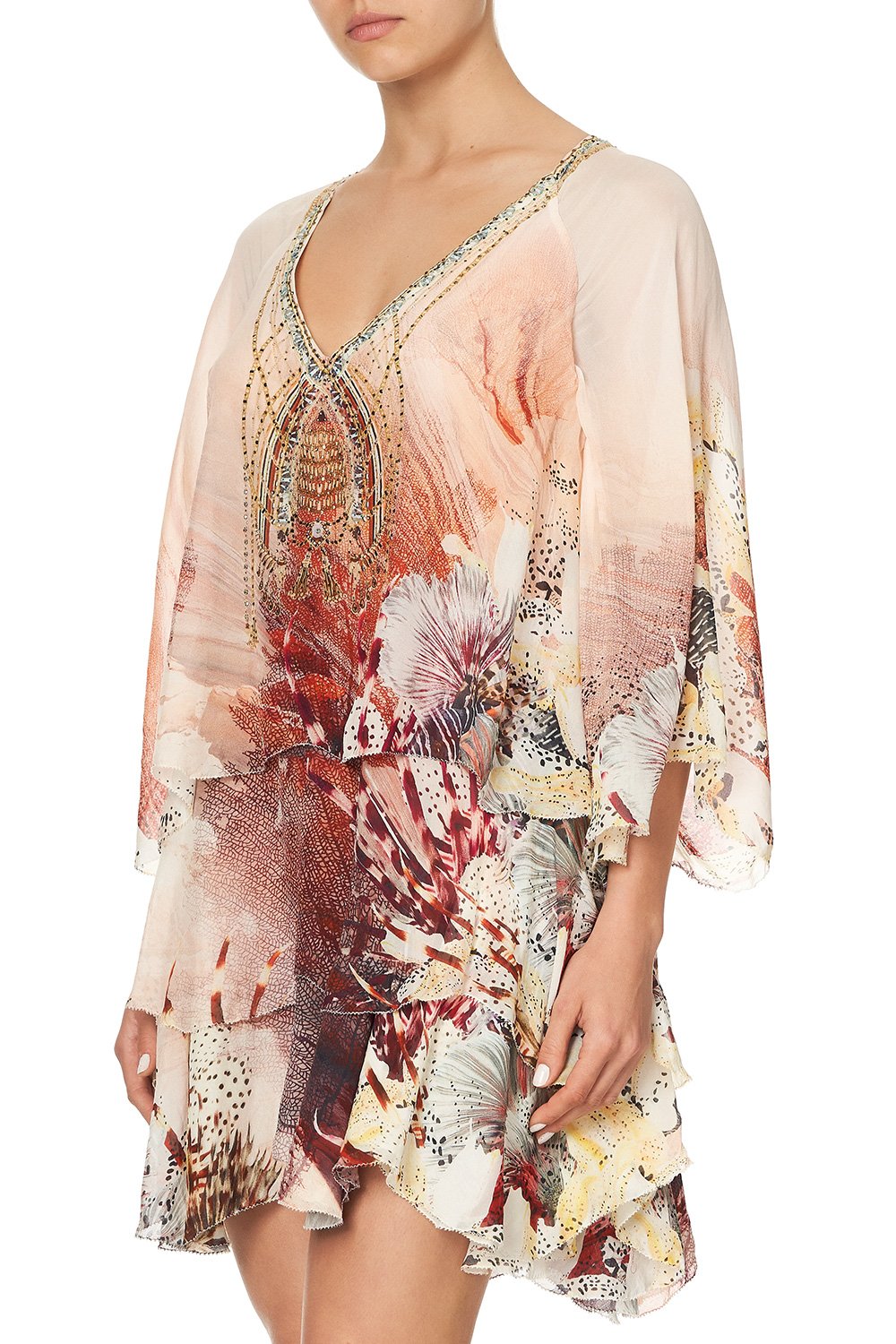 LAYERED FRILL SHORT DRESS COASTAL TREASURE